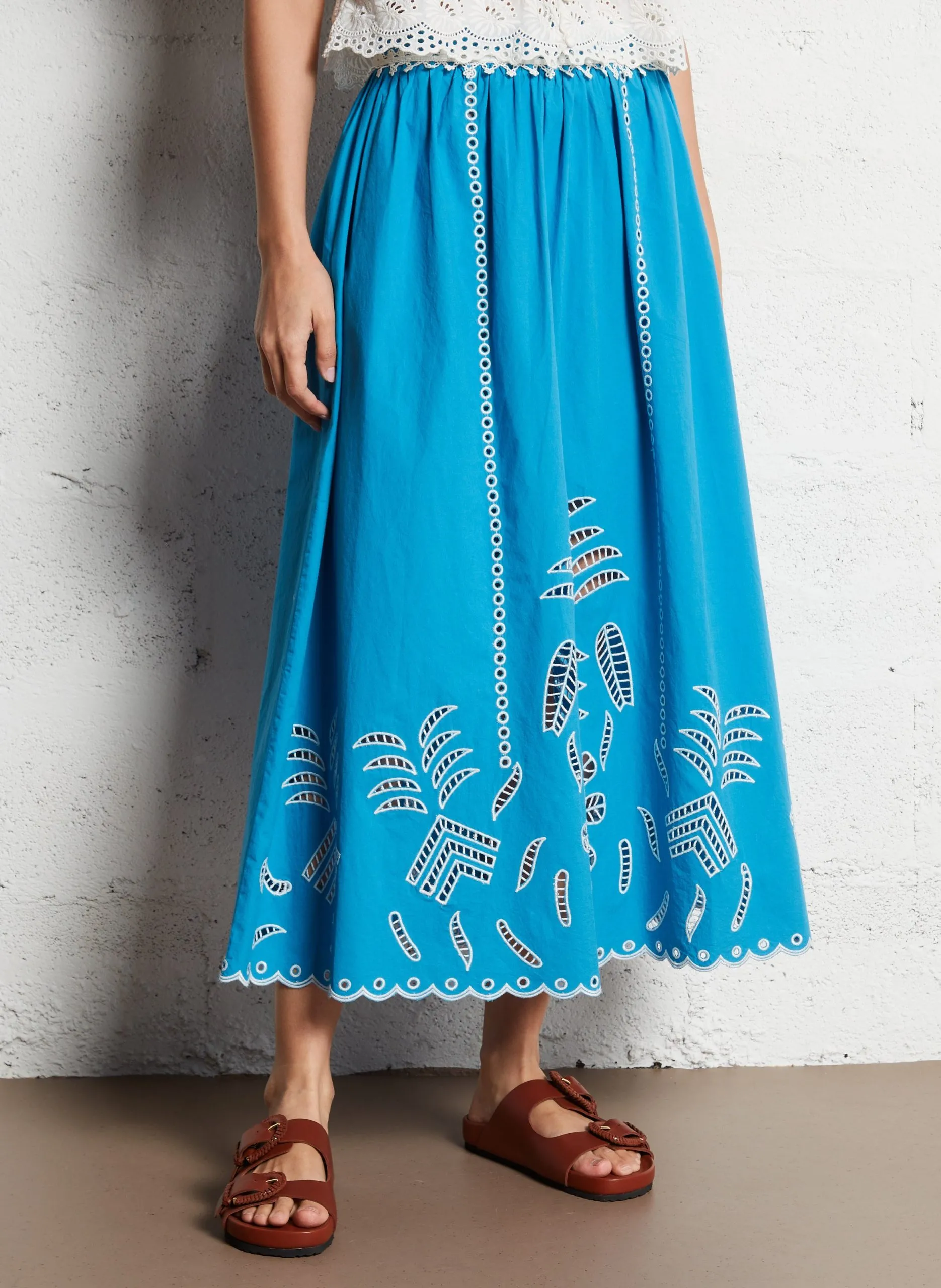 Langer Baumwollrock Blau JOSÉ