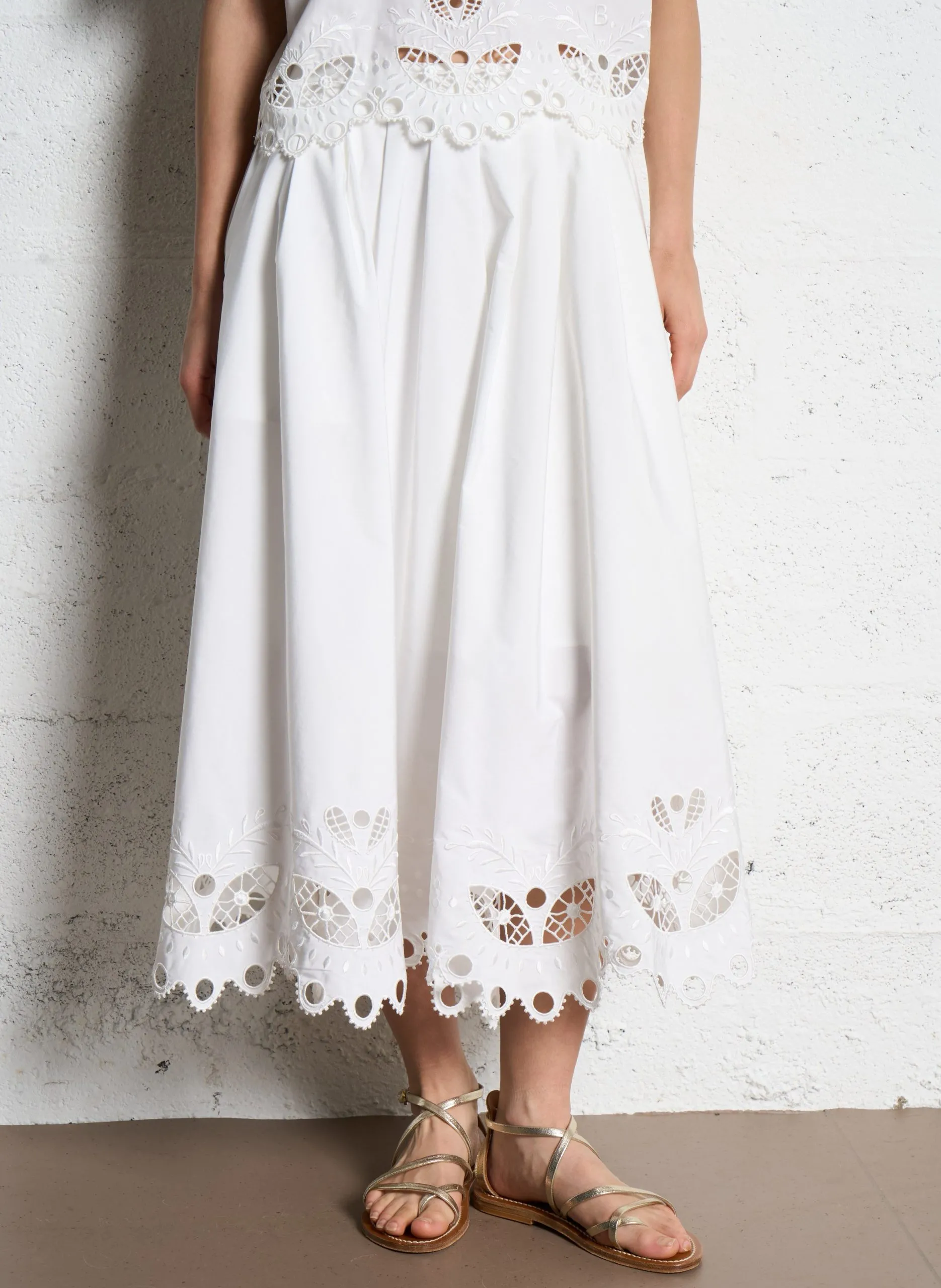 Ausgestellter Rock aus Baumwollmischung Weiss JULIANA