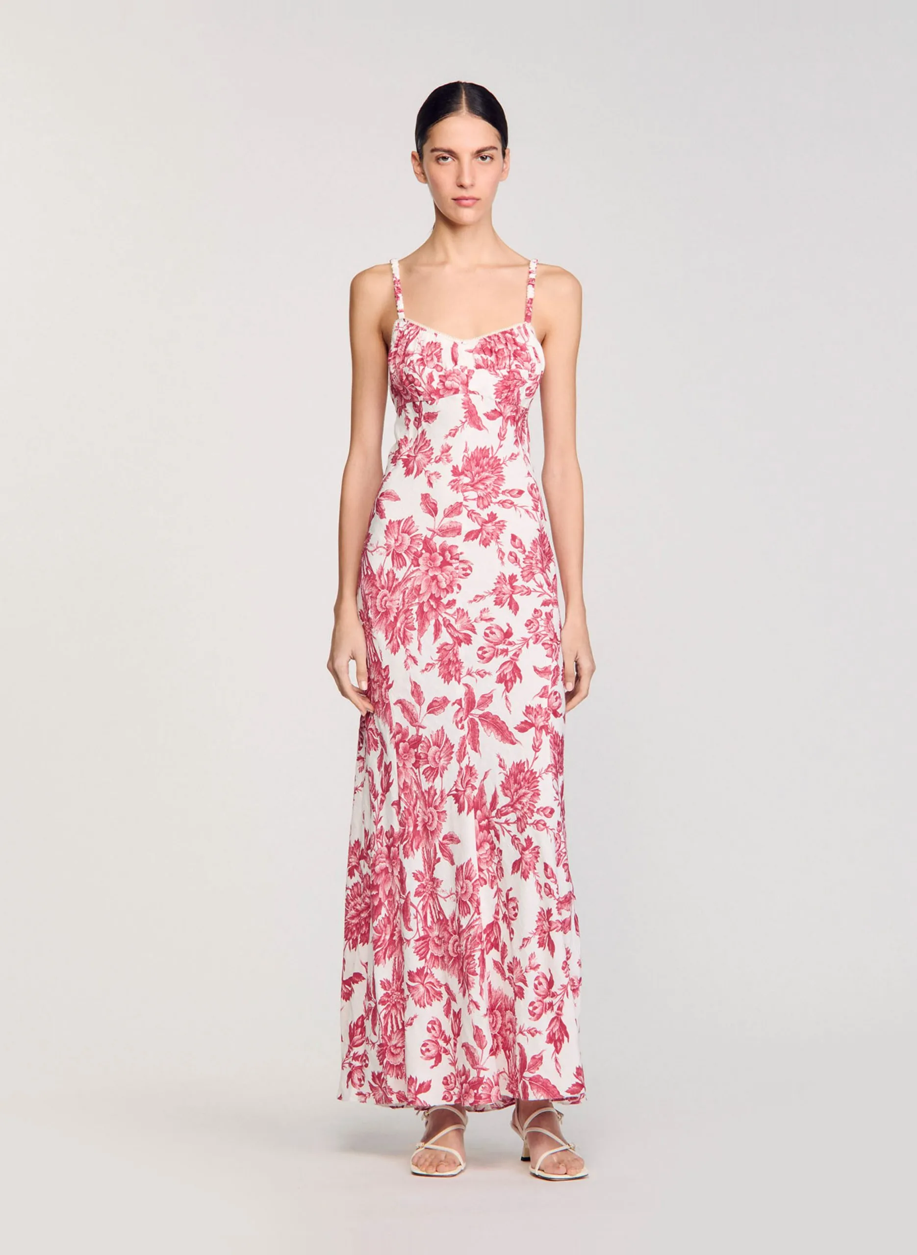 Langes, tailliertes Kleid Weiss