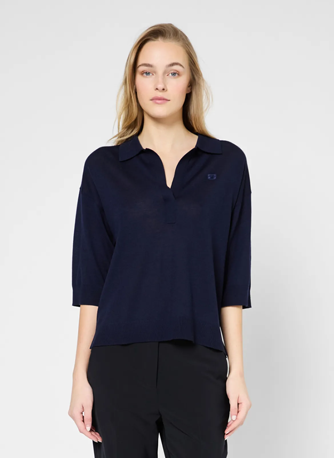 Top mit Polokragen Blau JULIANE