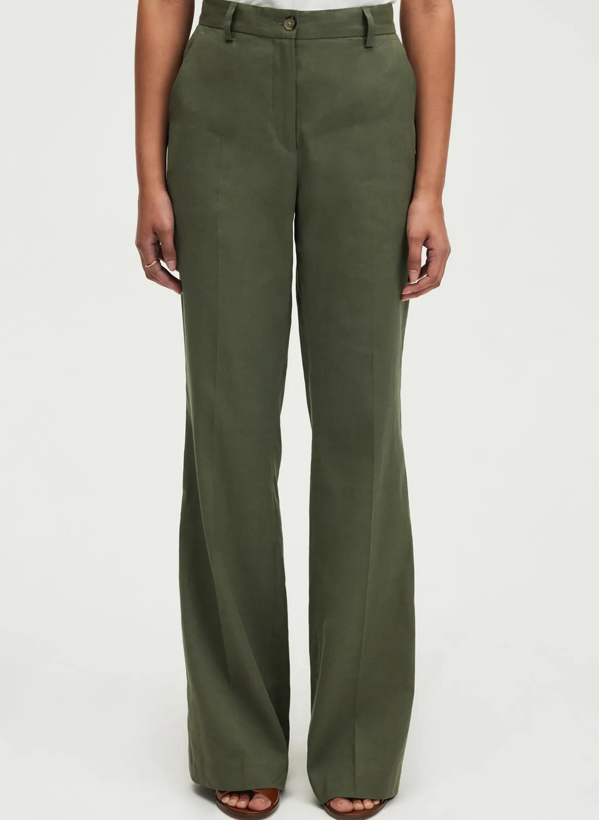 Anzughose aus Leinen-Mix Khaki LINSAY