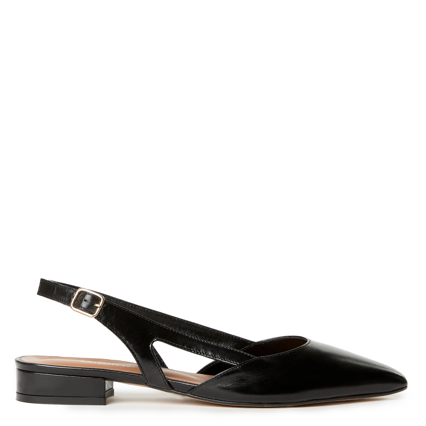 Spitz zulaufende Leder-Mules Schwarz