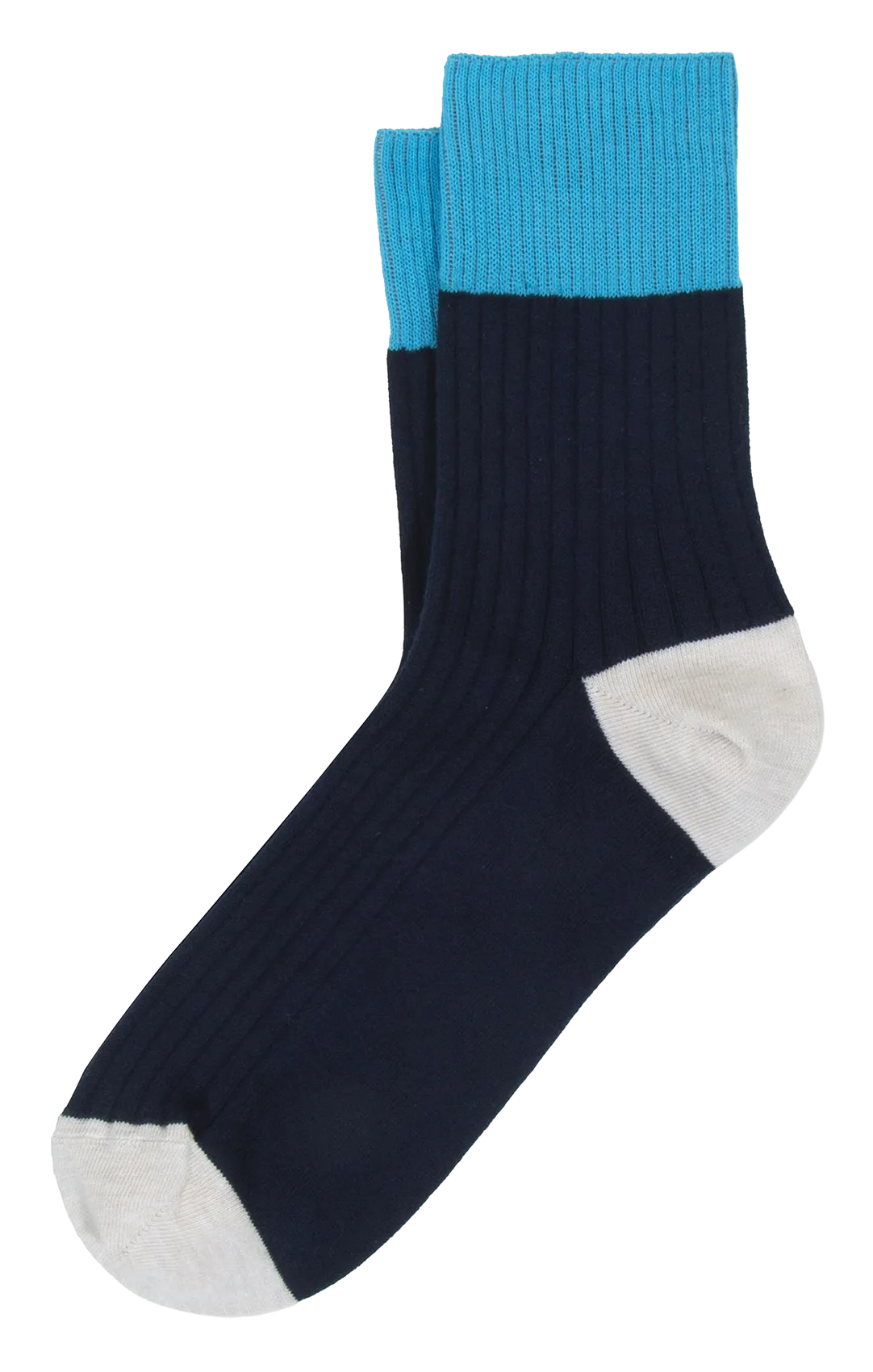 Zweifarbige halbhohe Socken Blau RABUN