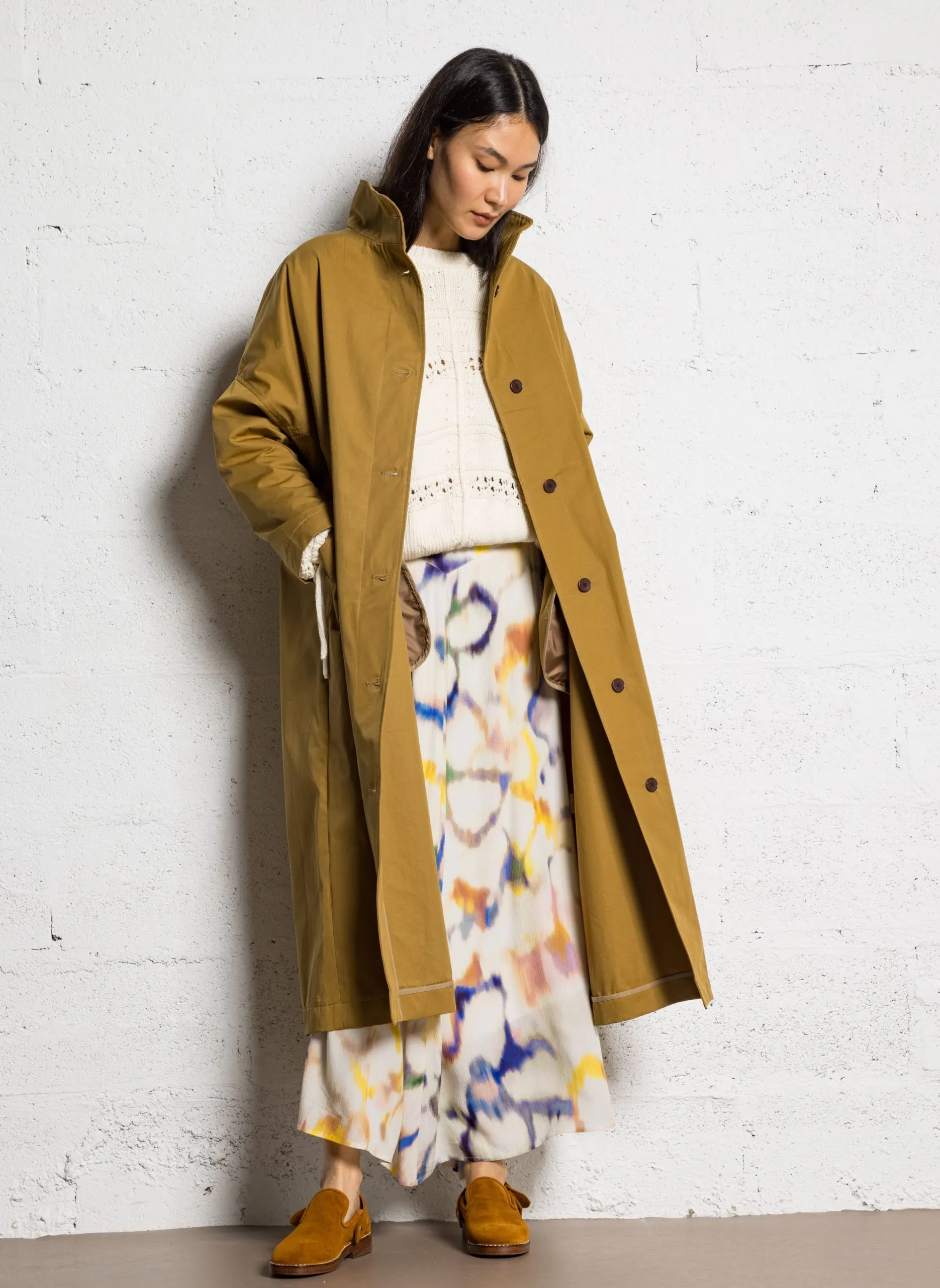 Oversize-Trenchcoat aus Baumwolle Braun NEWVERMONT