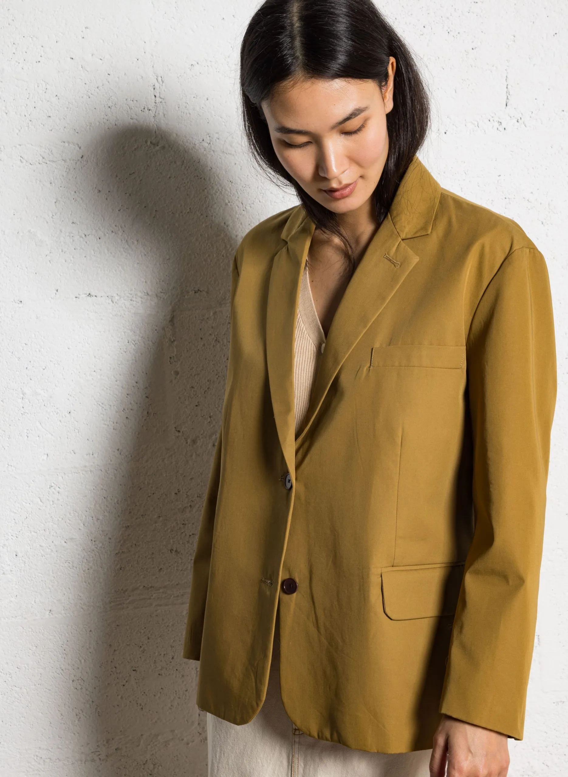 Weiter Blazer aus Baumwolle und Leinen-Mix Braun LONDON