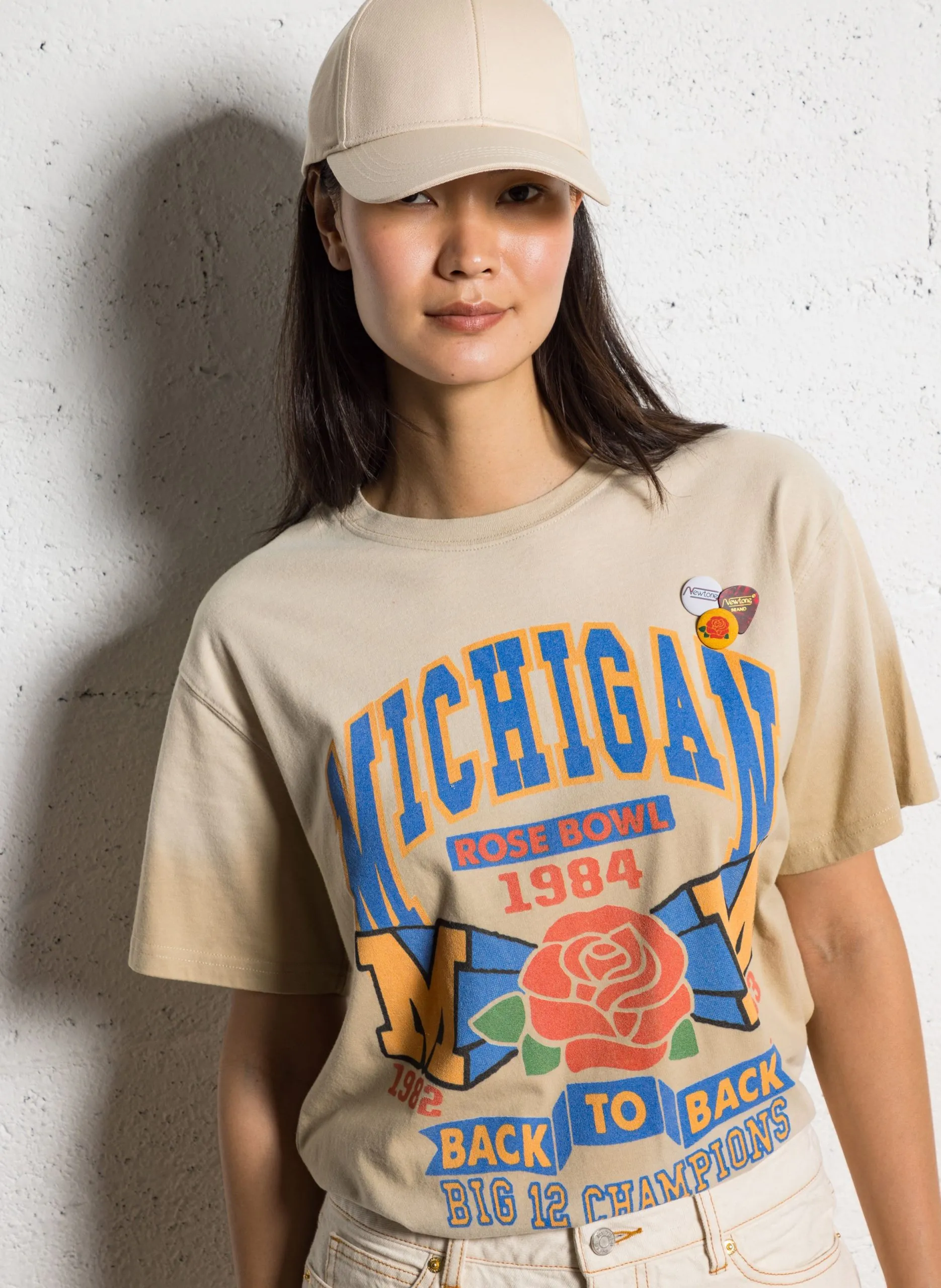 Baumwoll-Pullover mit Rundhalsausschnitt Beige ROSE