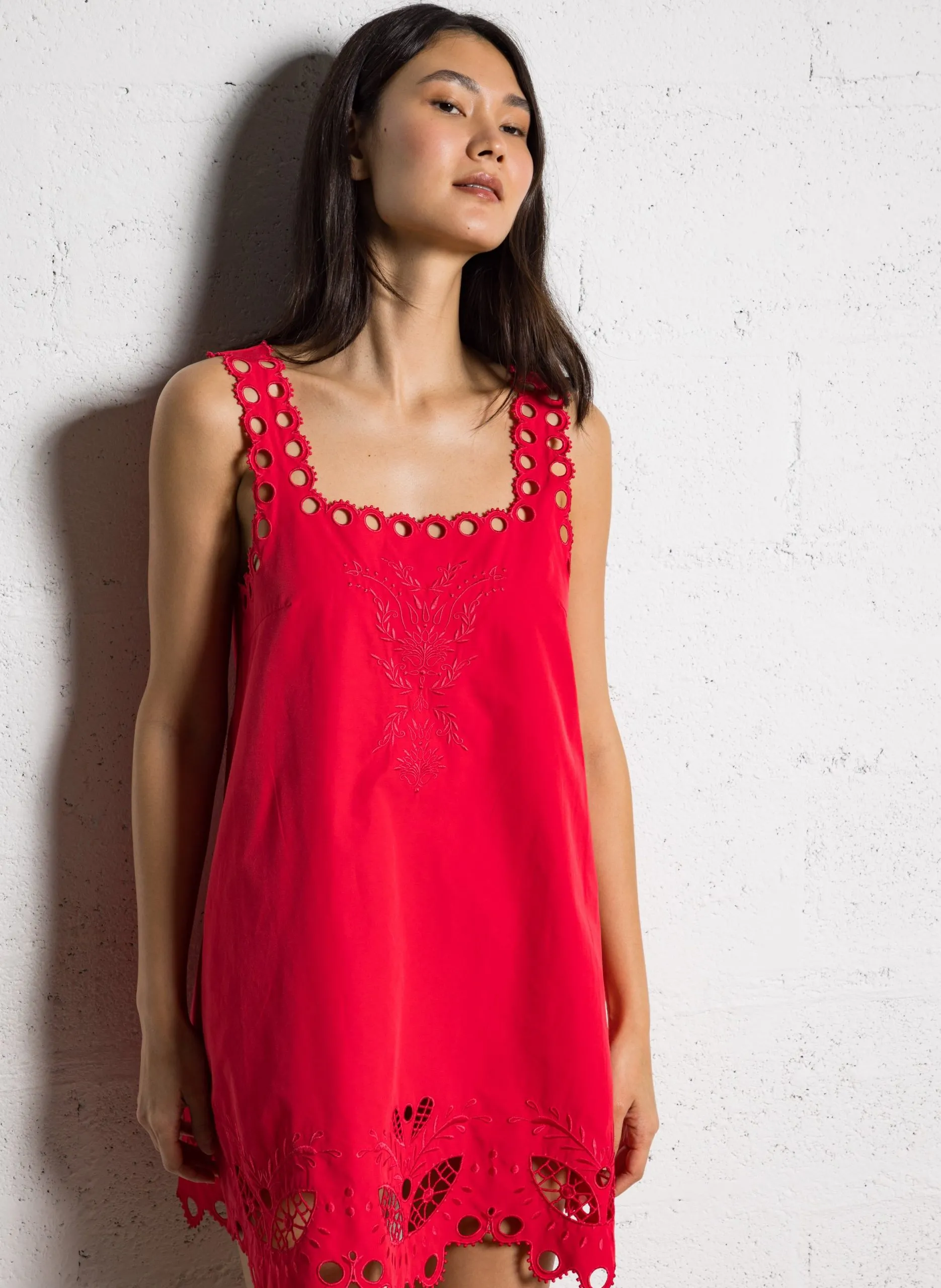 Kurzkleid aus Baumwoll-Mix Orange RIZZY