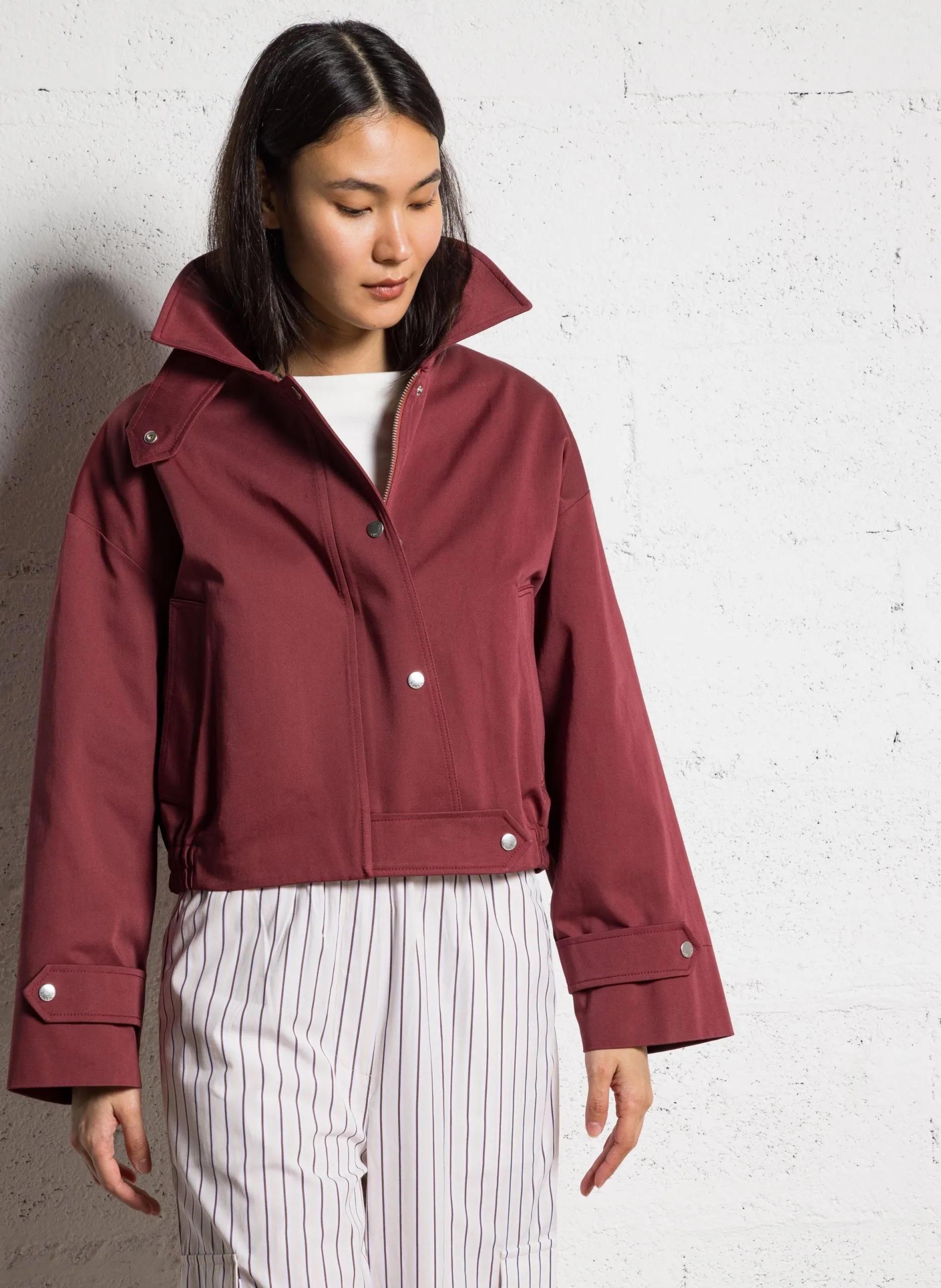 Langer Trenchcoat aus Wollmix mit Reverskragen Rot