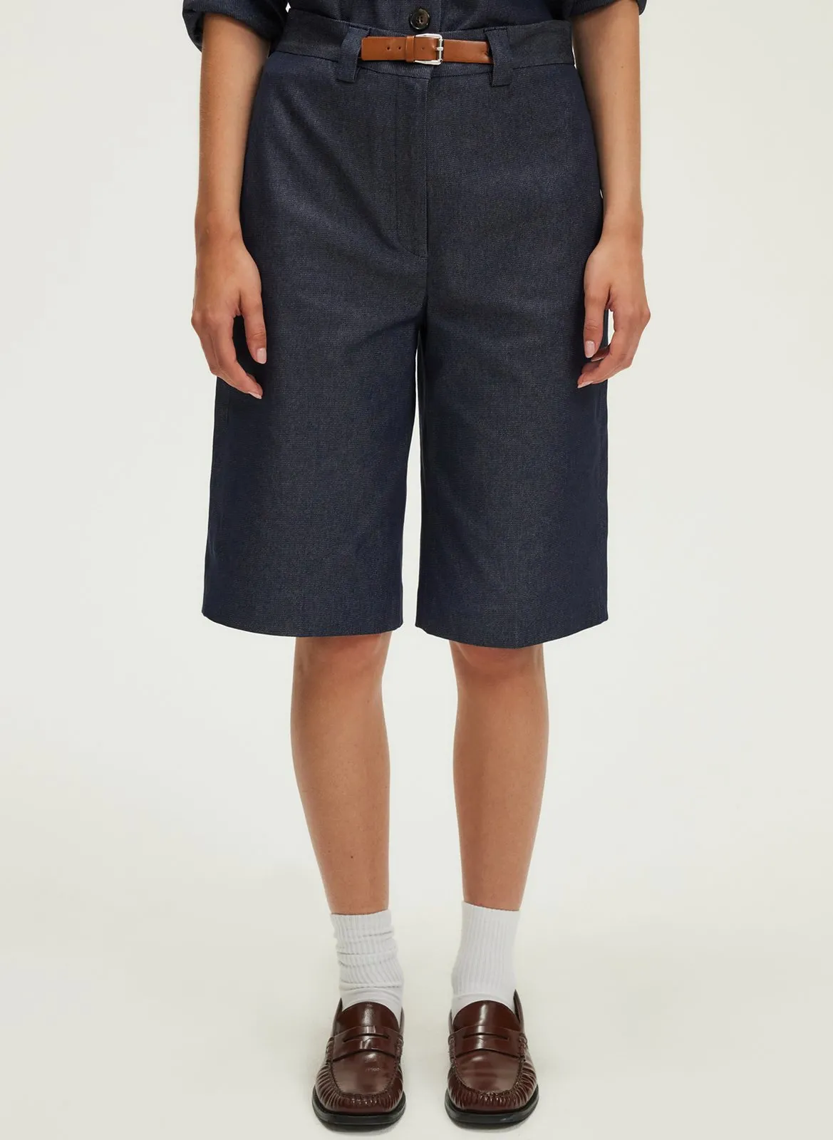 Gerade geschnittene Bermudashorts aus Baumwoll-Mix Blau LOLO