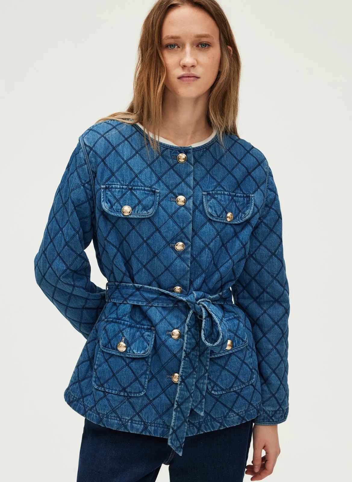 Baumwolljacke mit Rundhalsausschnitt Blau RICHELLE
