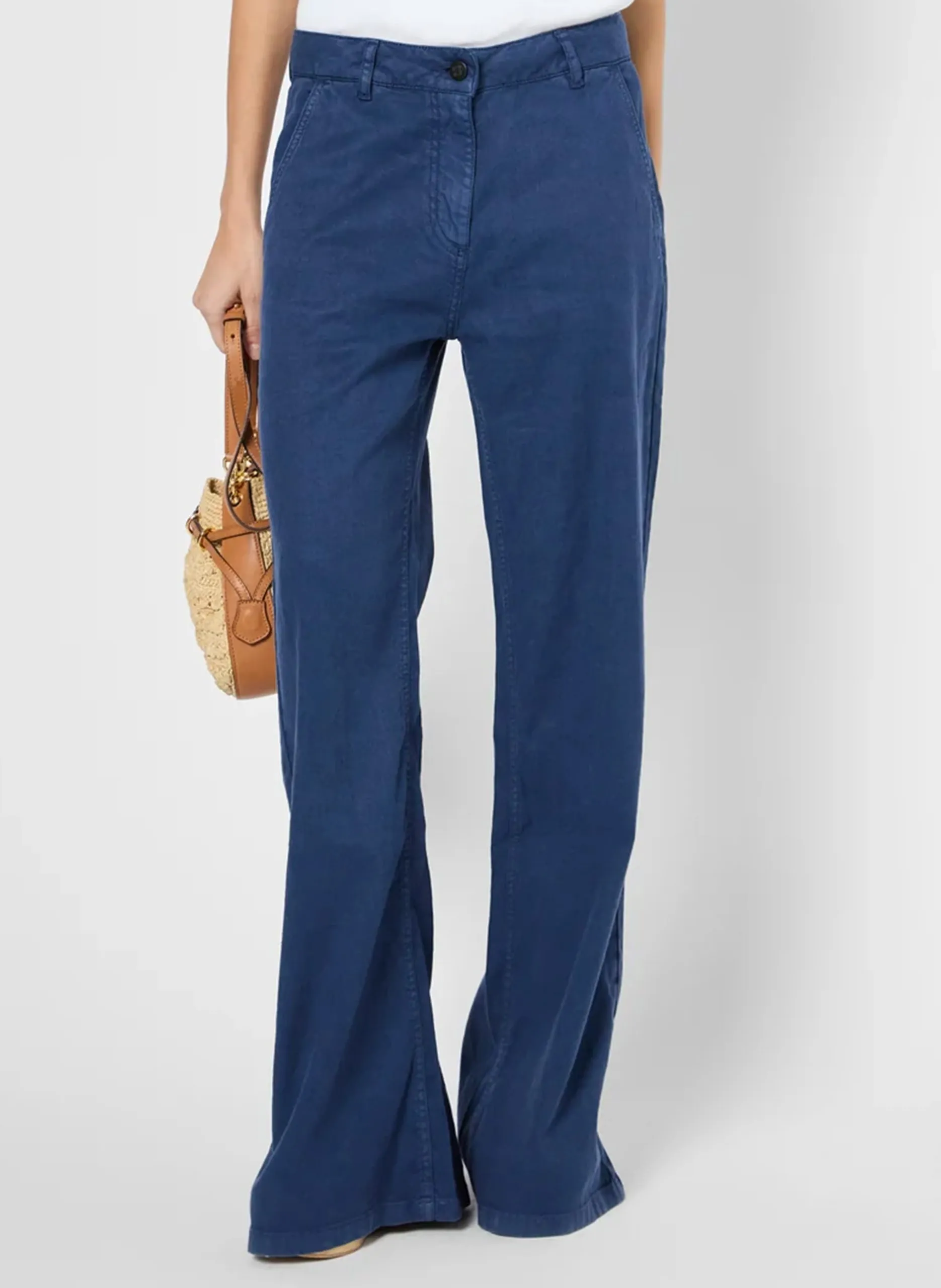 Weit geschnittene Hose aus Leinen-Mix Blau LOREEN