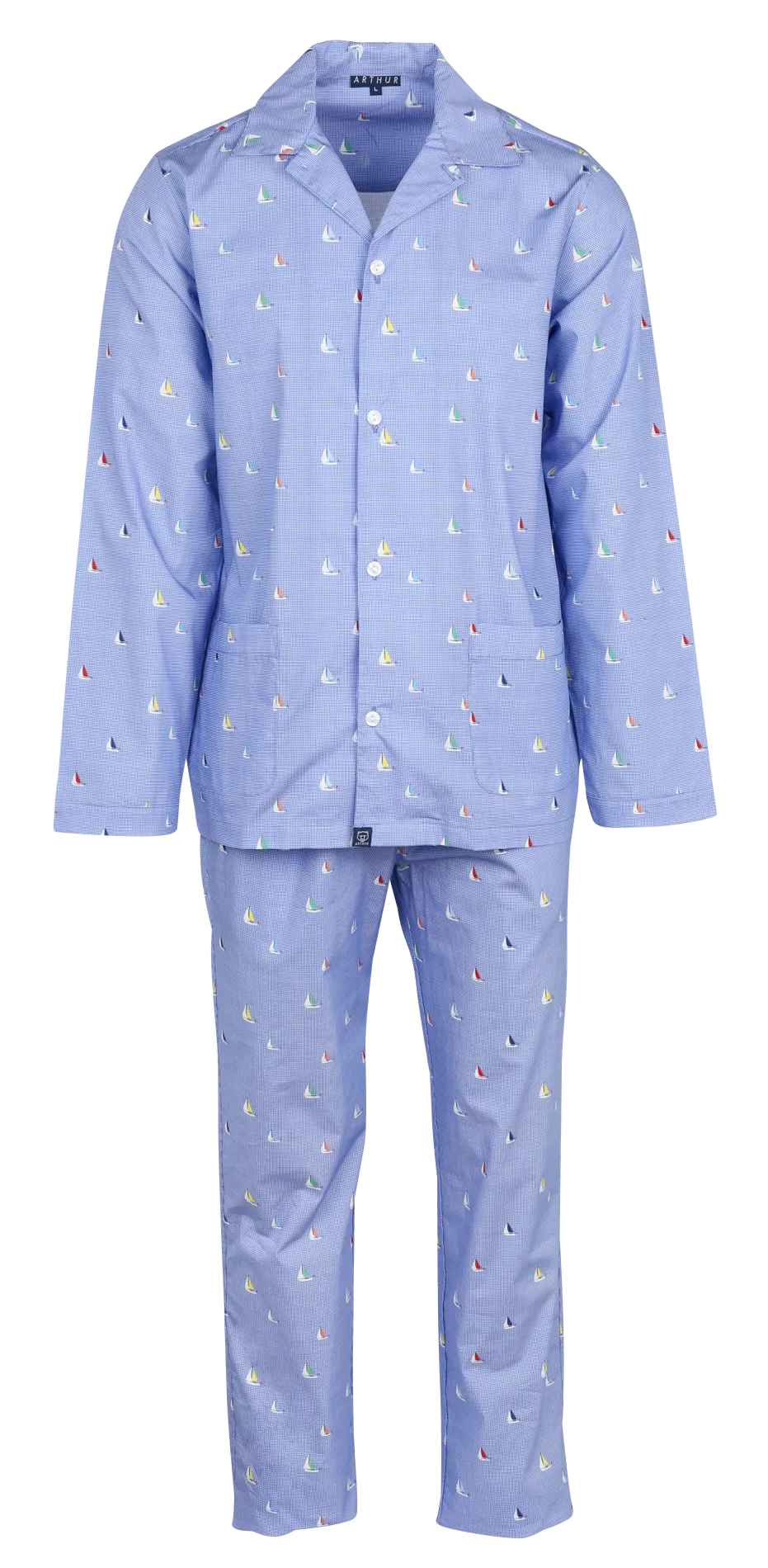 Baumwoll-Pyjama mit Print Blau