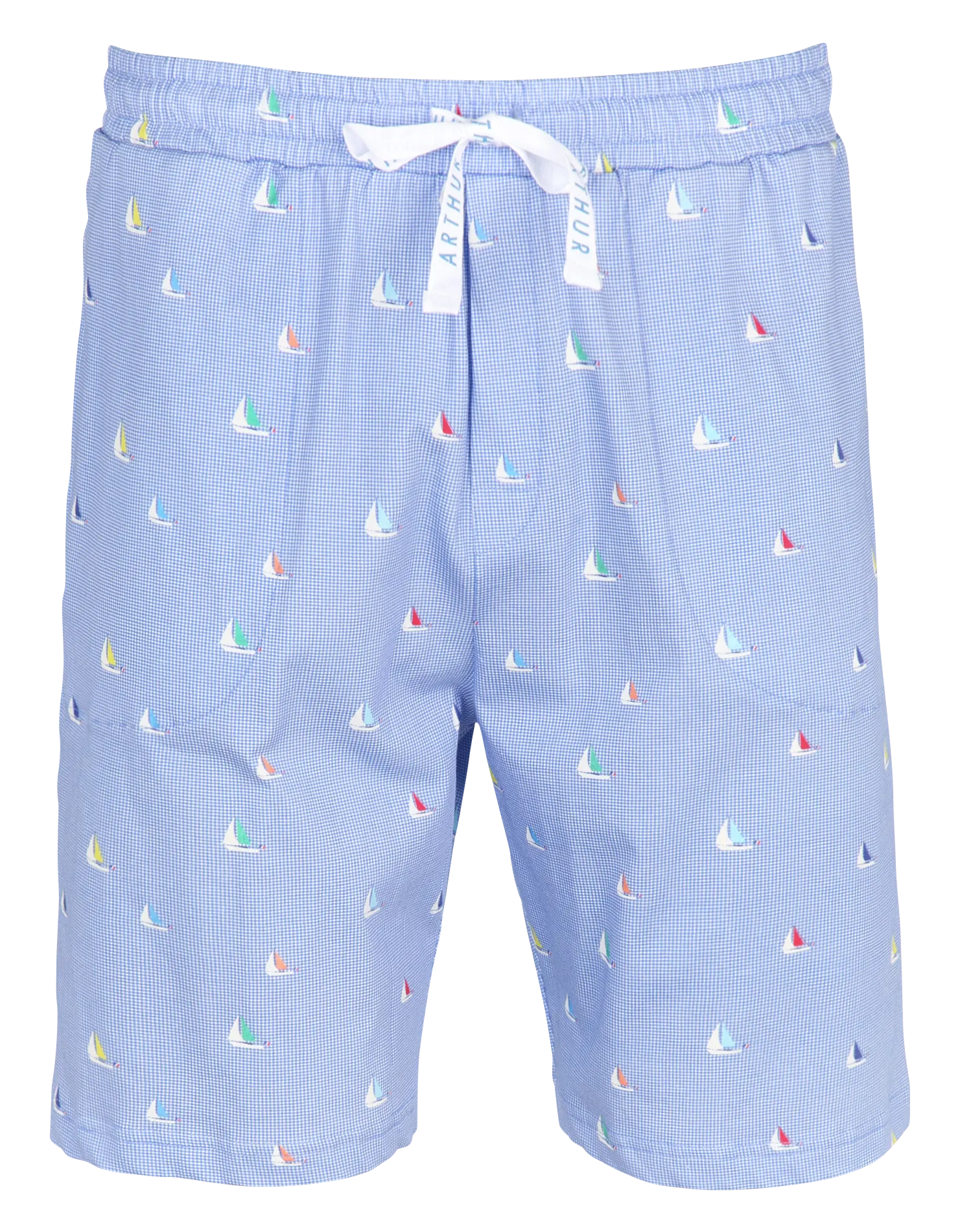 Gerade geschnittene Baumwollshorts mit Print Blau