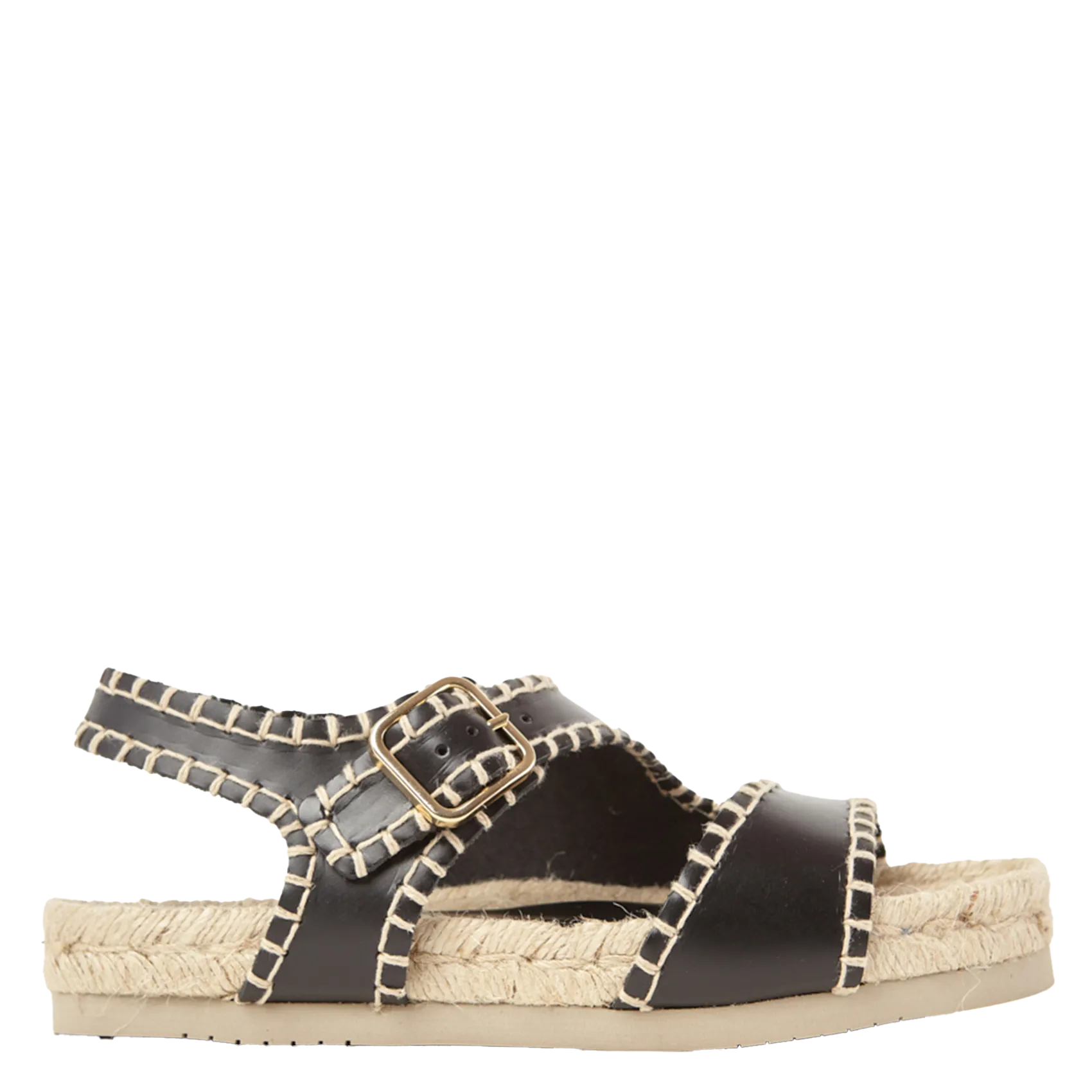 Avarca Berlin - Flache Ledersandalen mit Samt Schwarz ABA