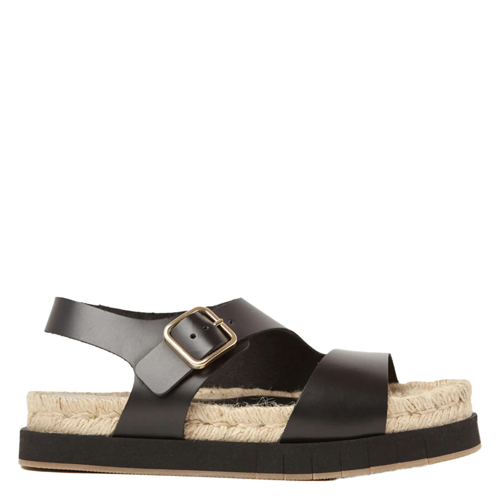 Avarca Berlin - Flache Ledersandalen mit Samt Schwarz VIOLA