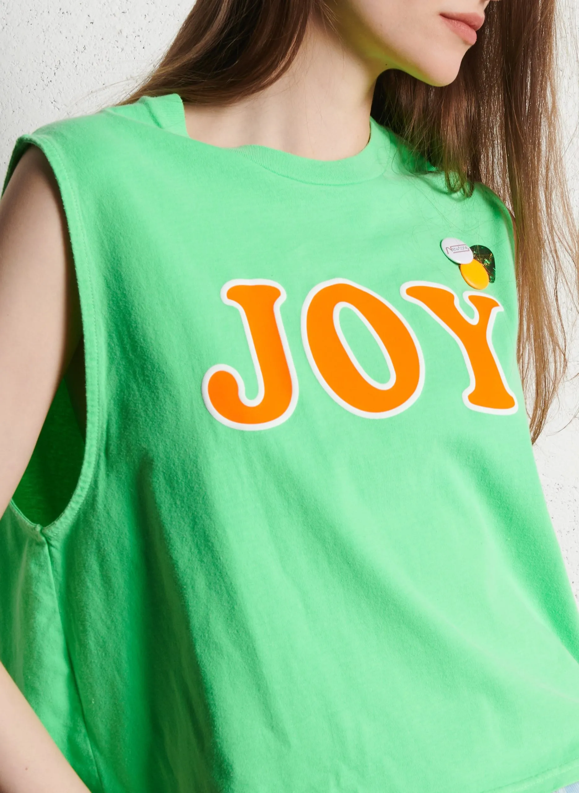 Rundhals-T-Shirt aus Baumwolle Grun DYER JOY