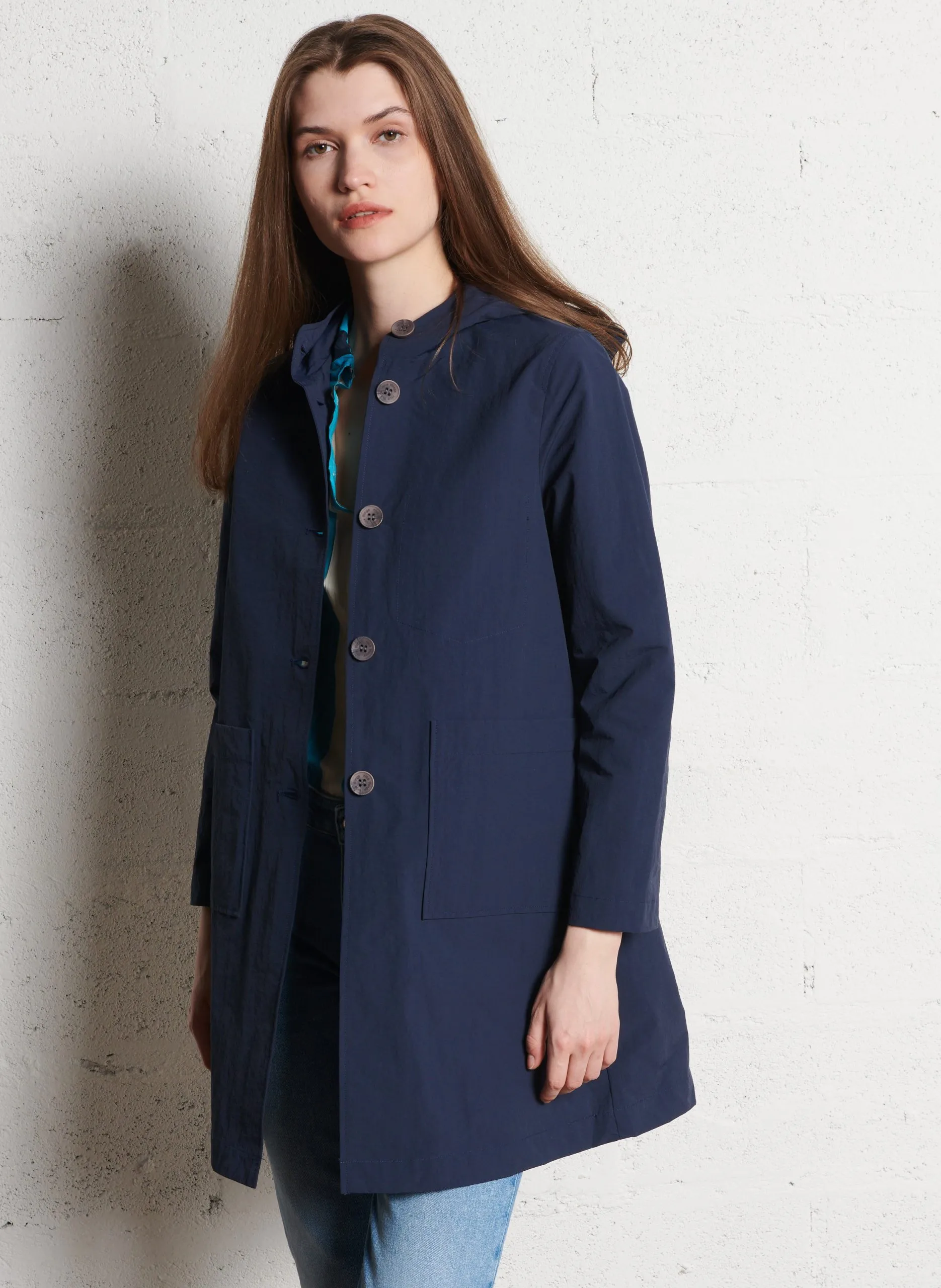 Istanbul - Trenchcoat mit Kapuze Blau