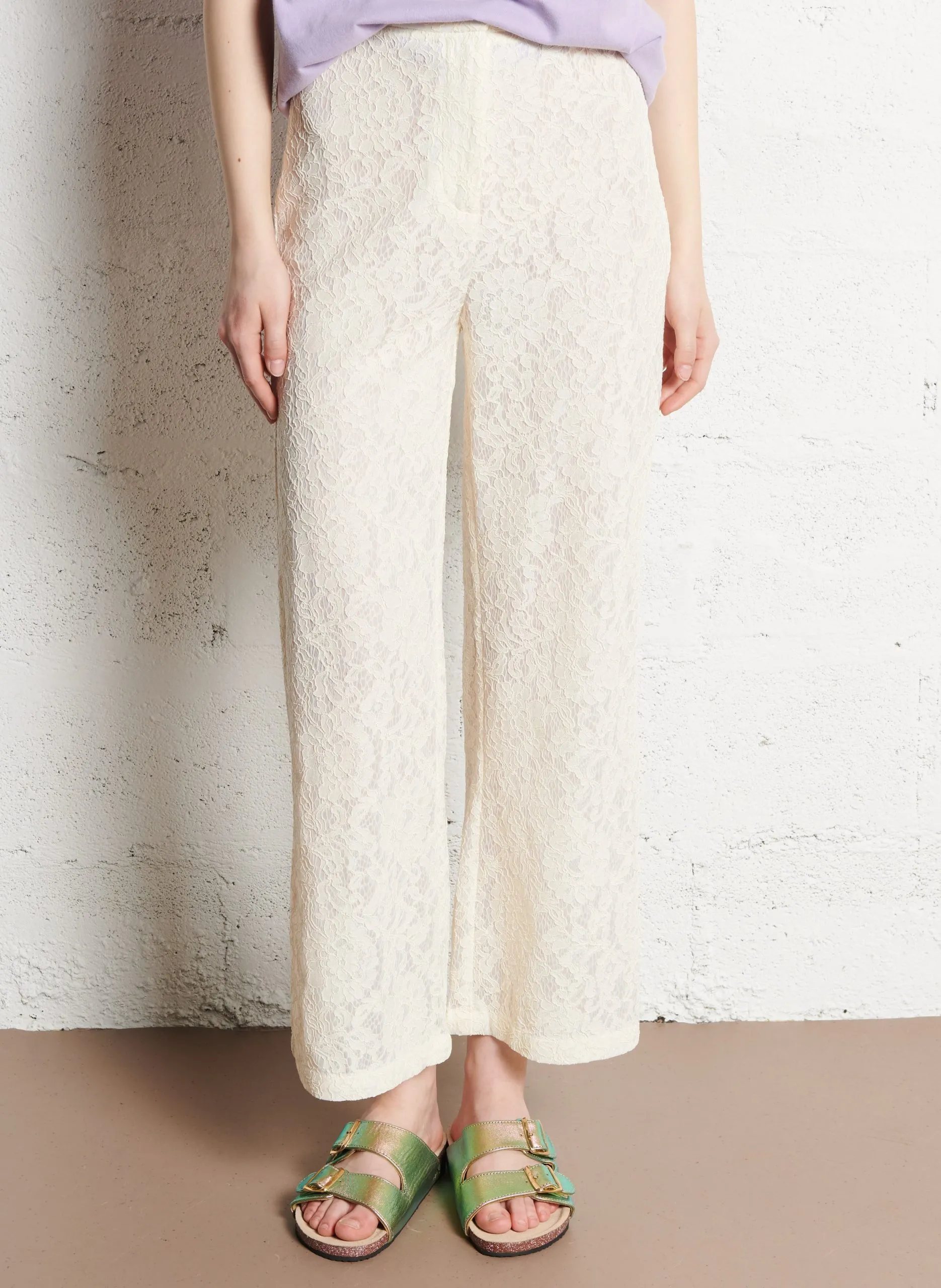 Gerade geschnittene Hose aus Baumwollmischung Weiss