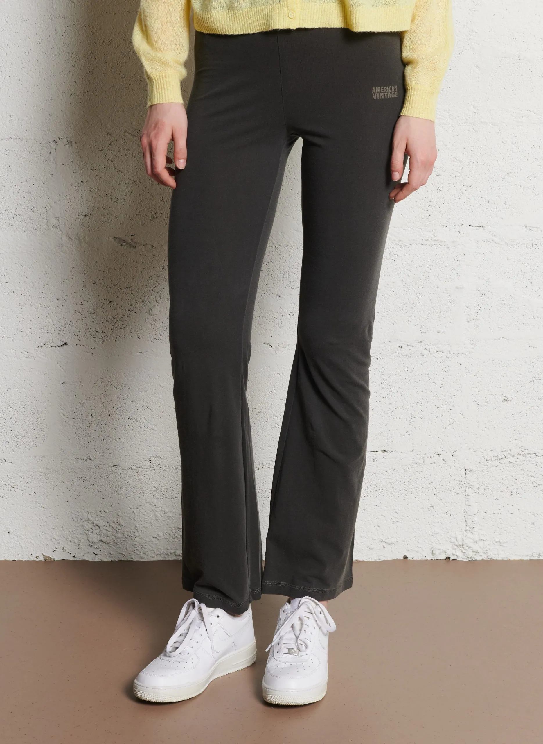 Ausgestellte Leggings aus Baumwollmischung Schwarz PYMAZ