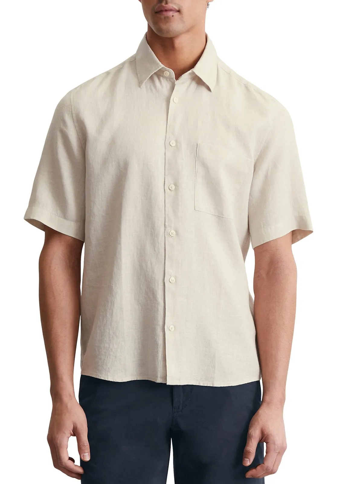 Regular-Fit-Hemd - aus Leinen Beige