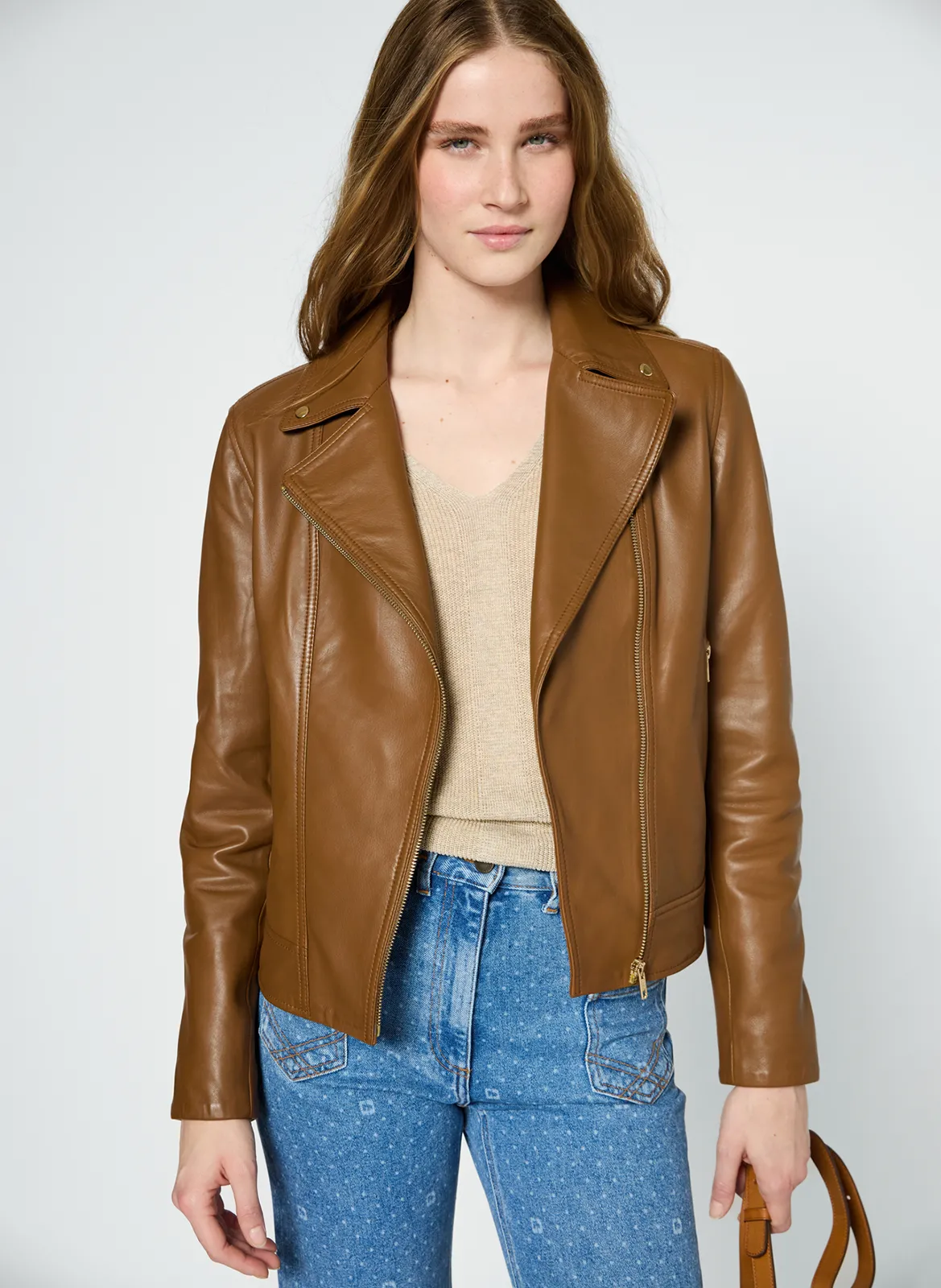 Lammlederblouson mit klassischem Kragen Braun ROBINE