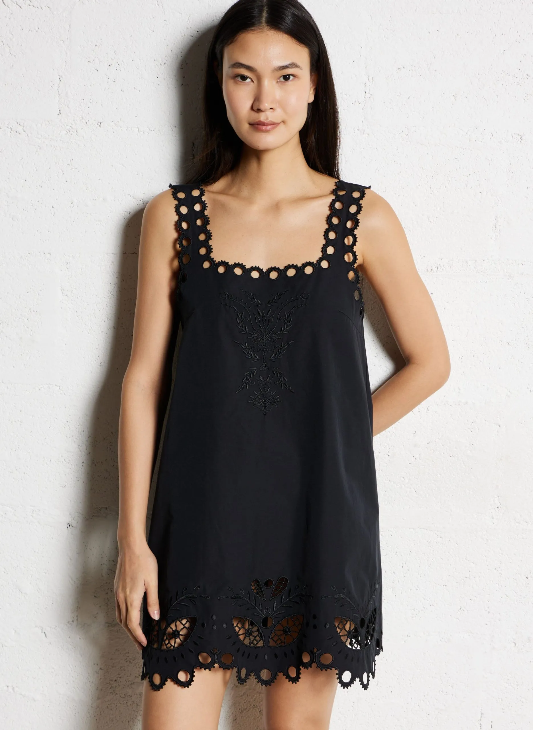 Kurzkleid aus Baumwoll-Mix Schwarz RIZZY