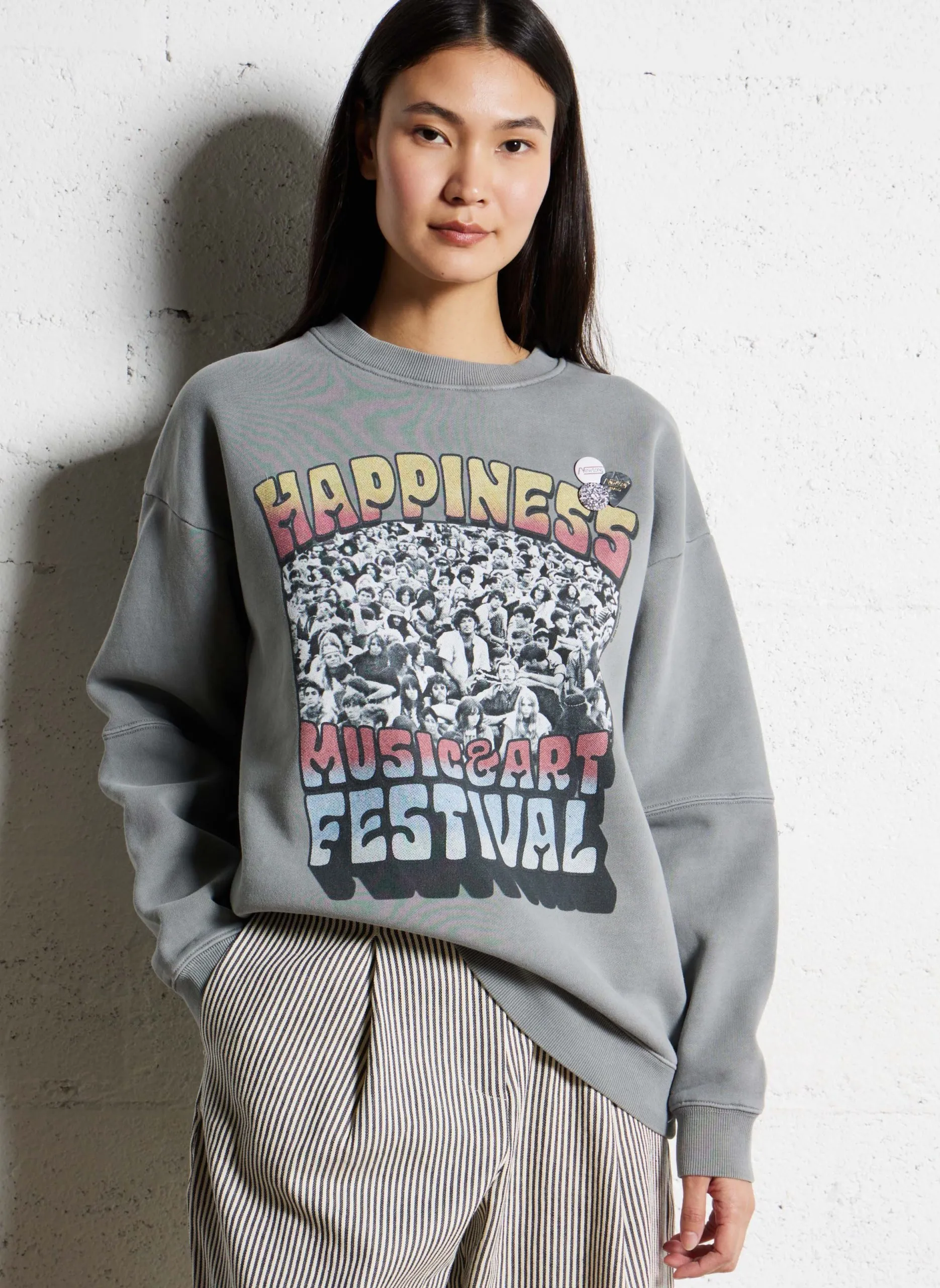 Rundhals-Sweatshirt aus Baumwoll-Mix Grau ROLLERTHREE DAYS