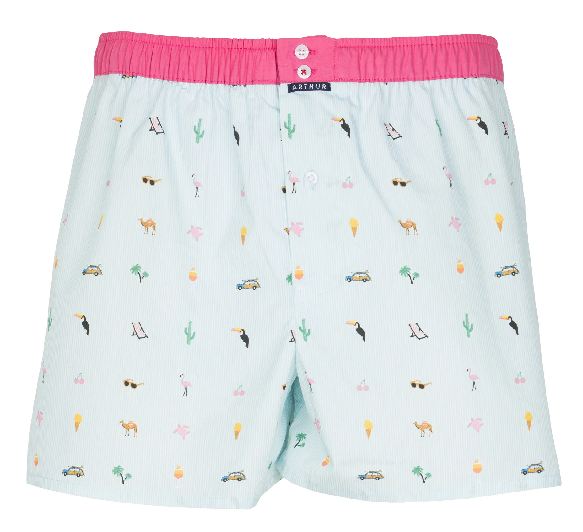 Pyjamashorts mit Baumwolldruck Blau