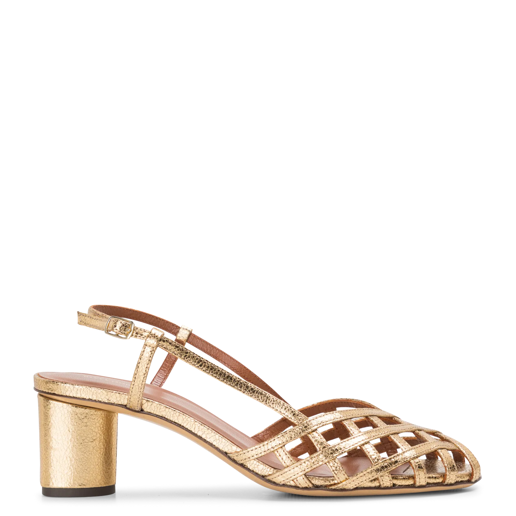 Slingbacks aus metallischem Leder Golden N°455