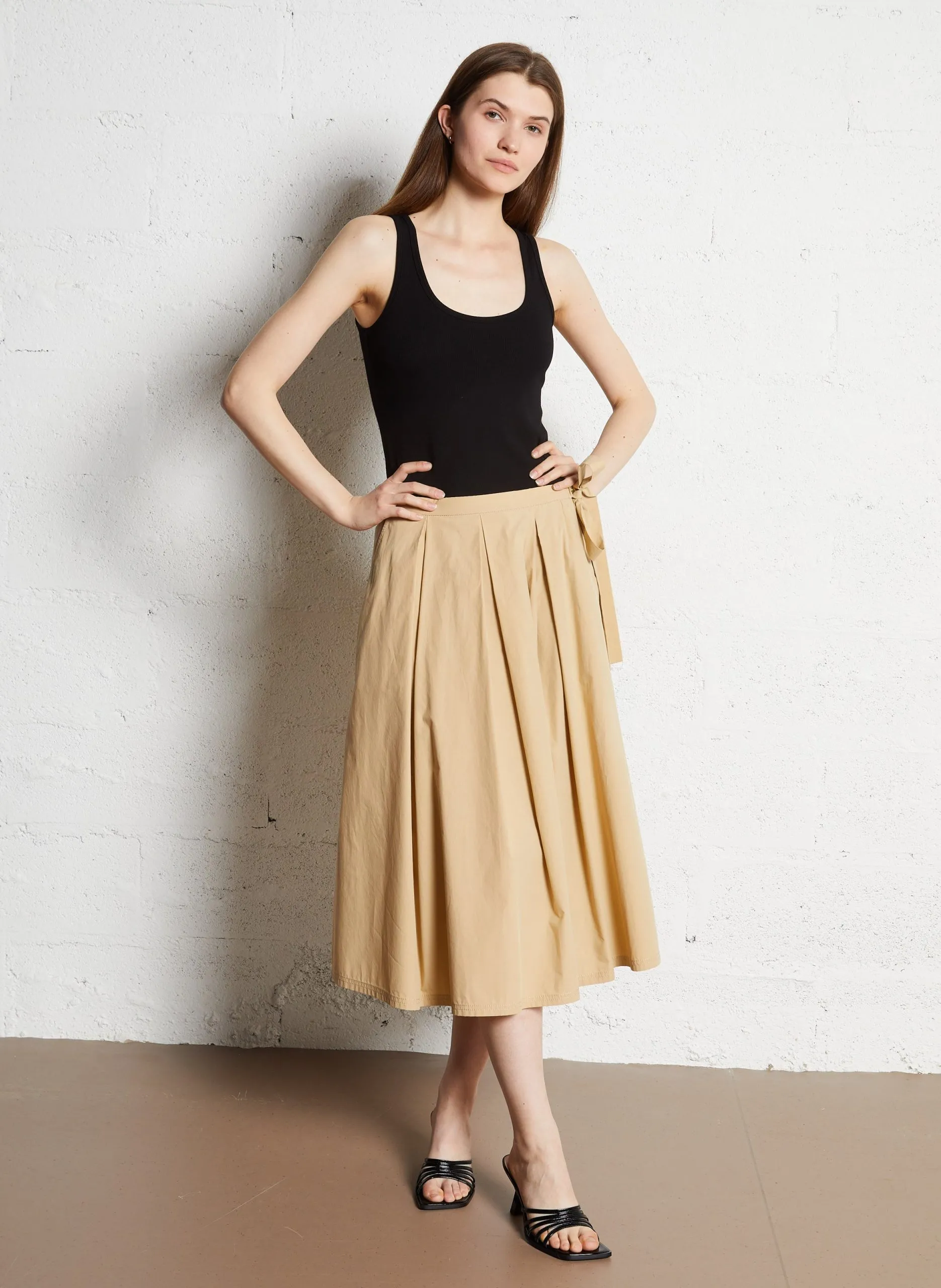 Faltenrock aus Baumwolle Beige FOLK