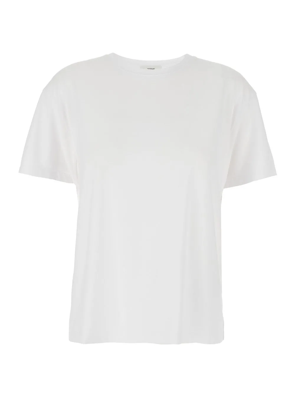 Weißes T-Shirt "Classic" mit Rundhalsausschnitt aus Baumwollmischung Damen