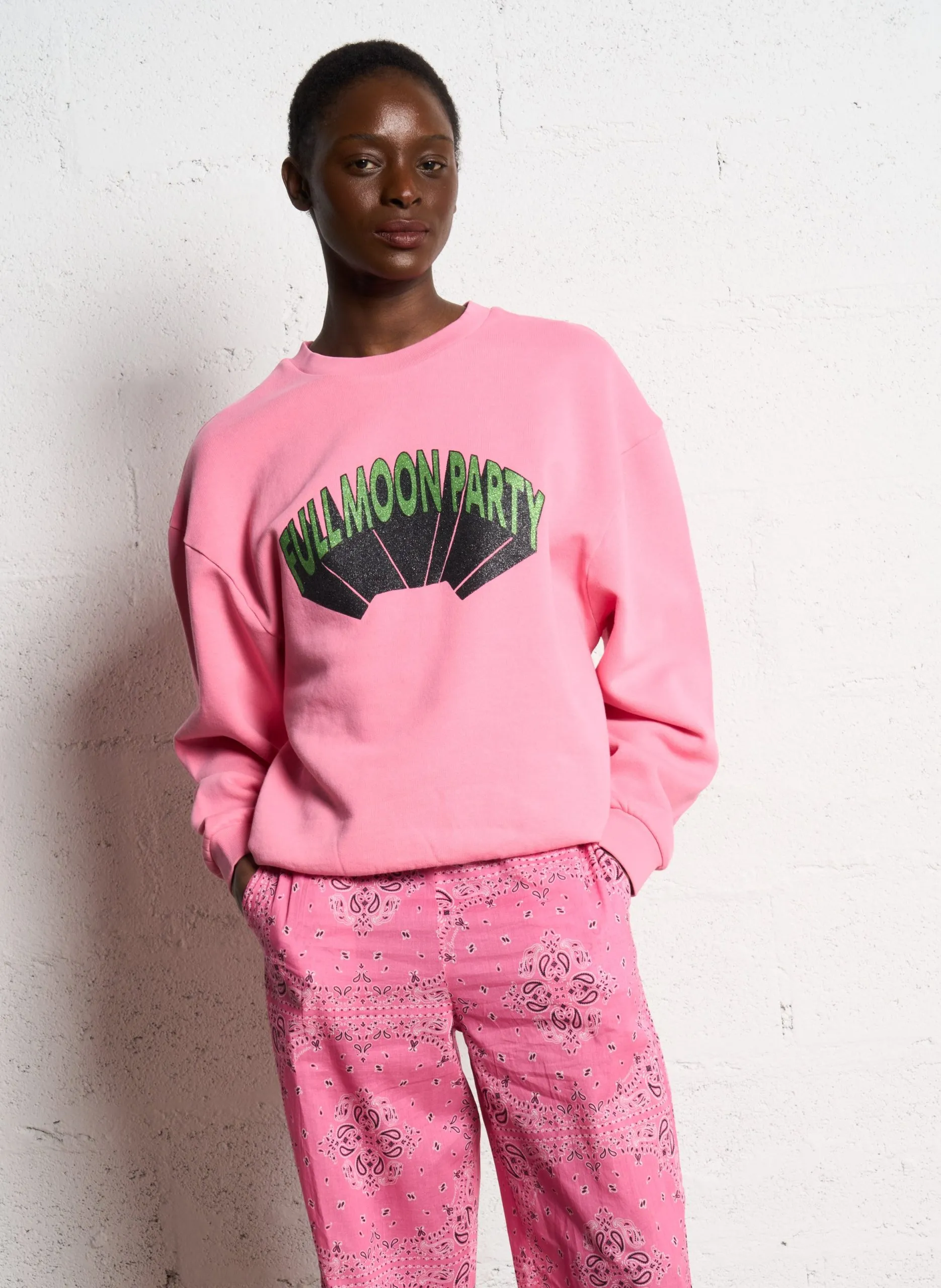 Oversize-Sweatshirt aus Baumwolle mit Rundhalsausschnitt Rosa SDELIGHT