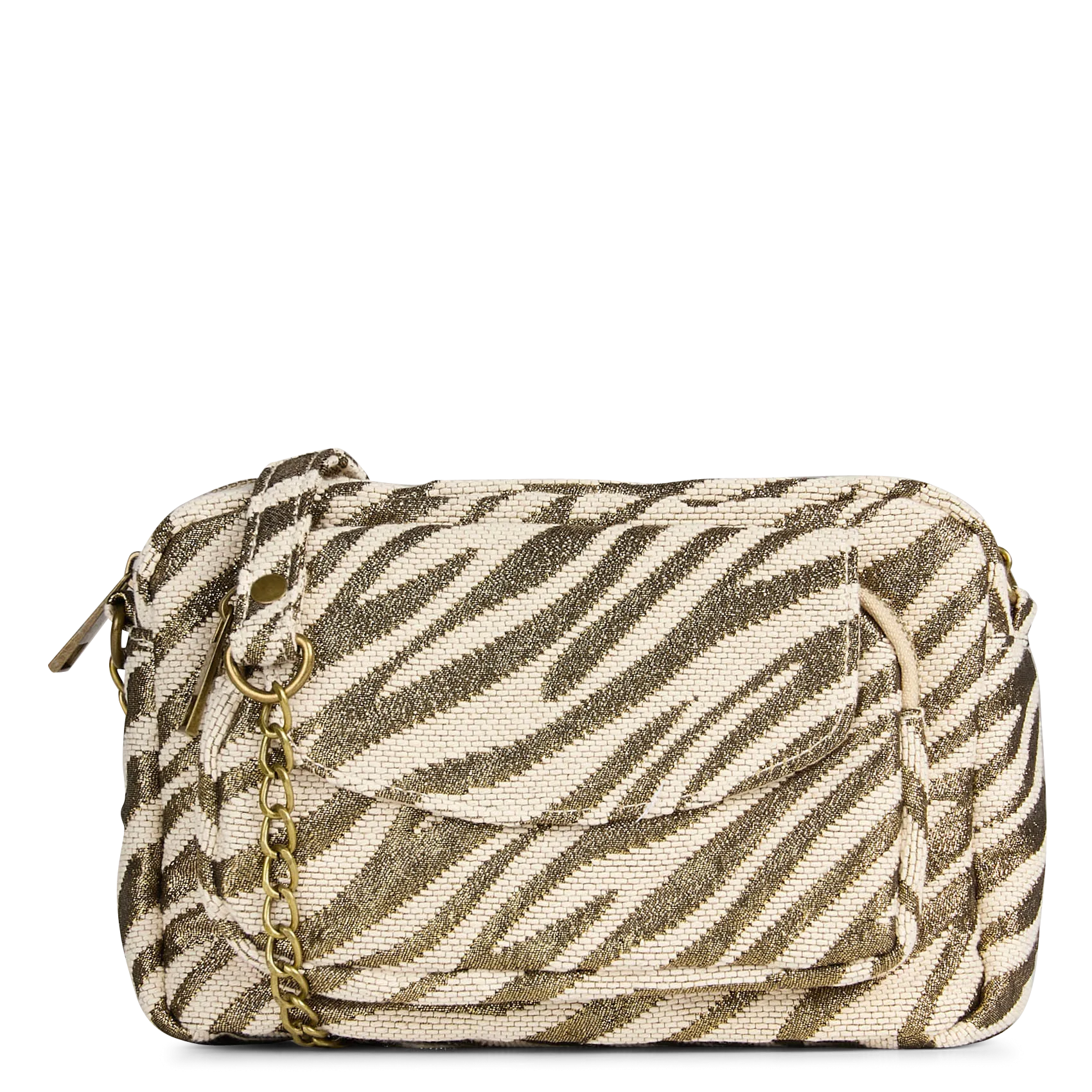 Umhängetasche mit Reißverschluss und Zebra-Muster Grun PARIS