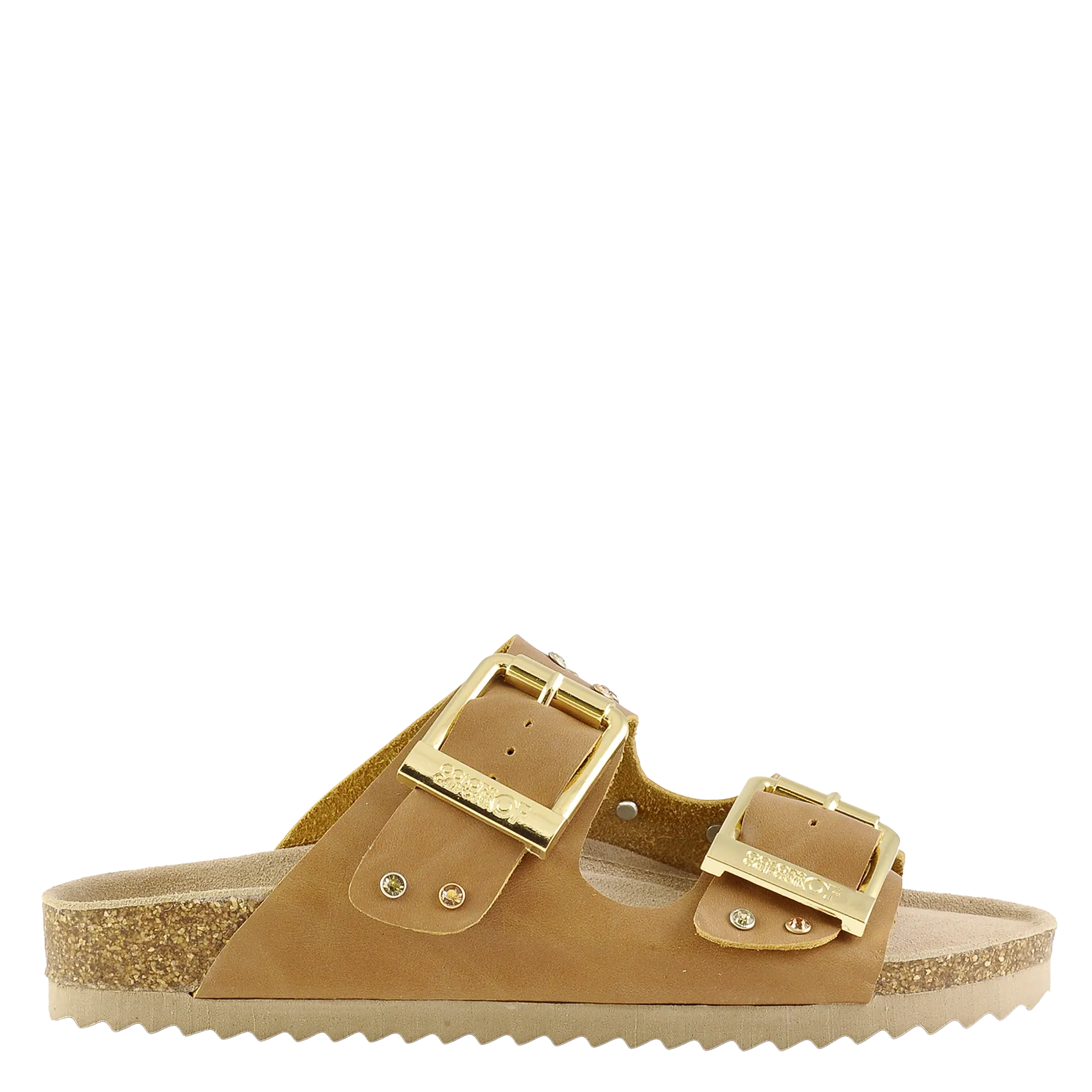 Avarca Berlin - Flache Ledersandalen mit Samt Beige