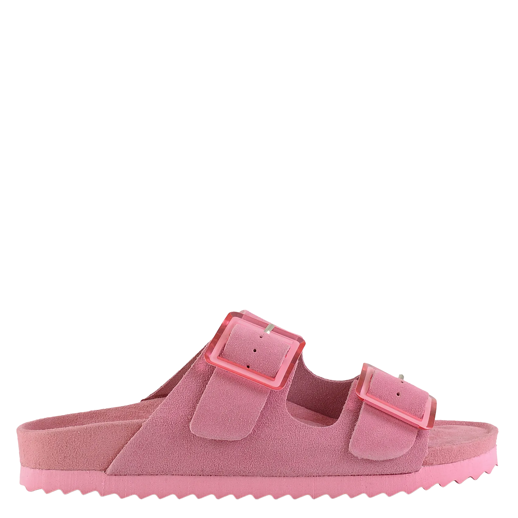 Flache Ledersandalen mit Samt Mehrfarbig