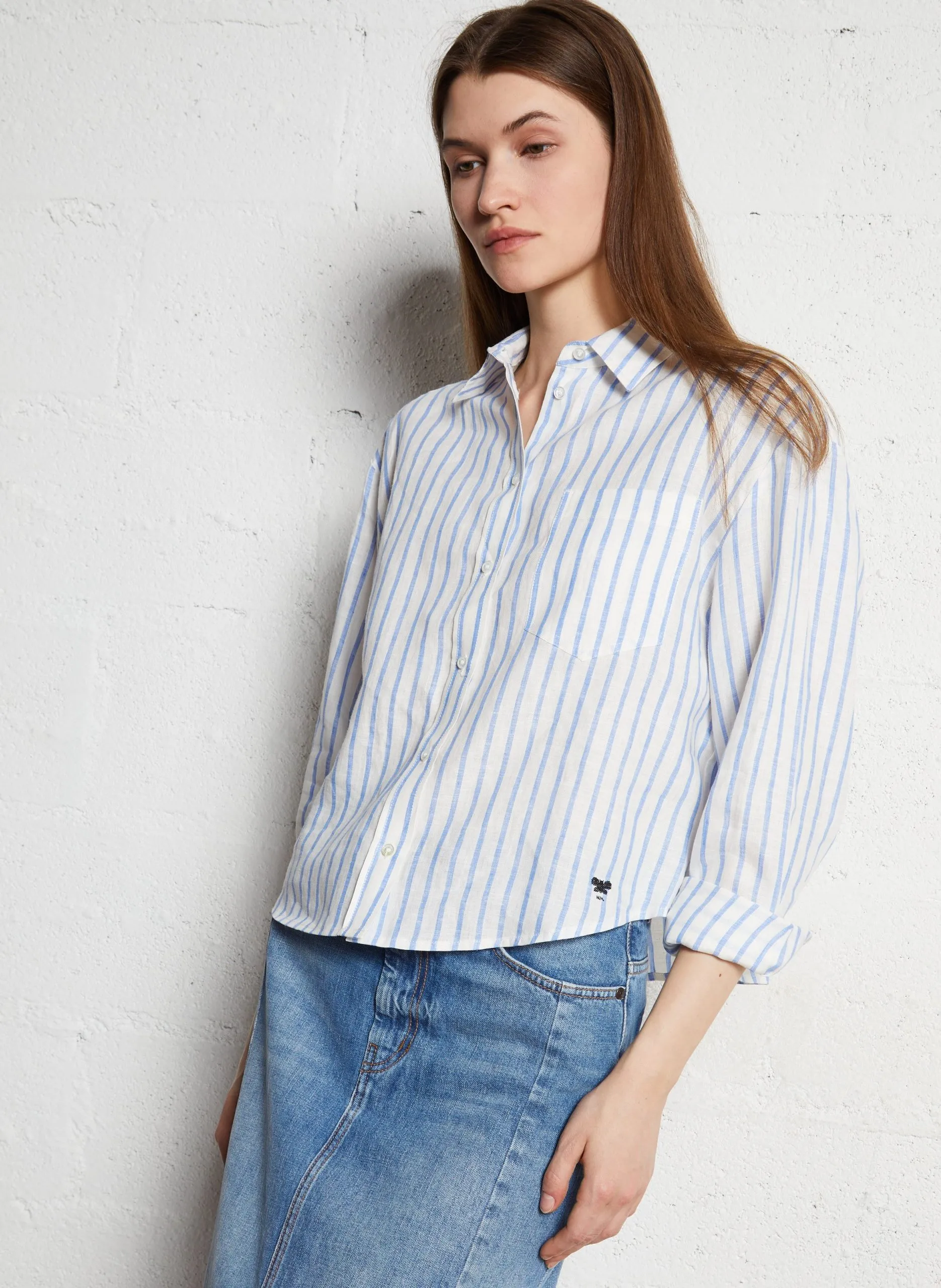 Gestreifte Bluse Blau NOLANA