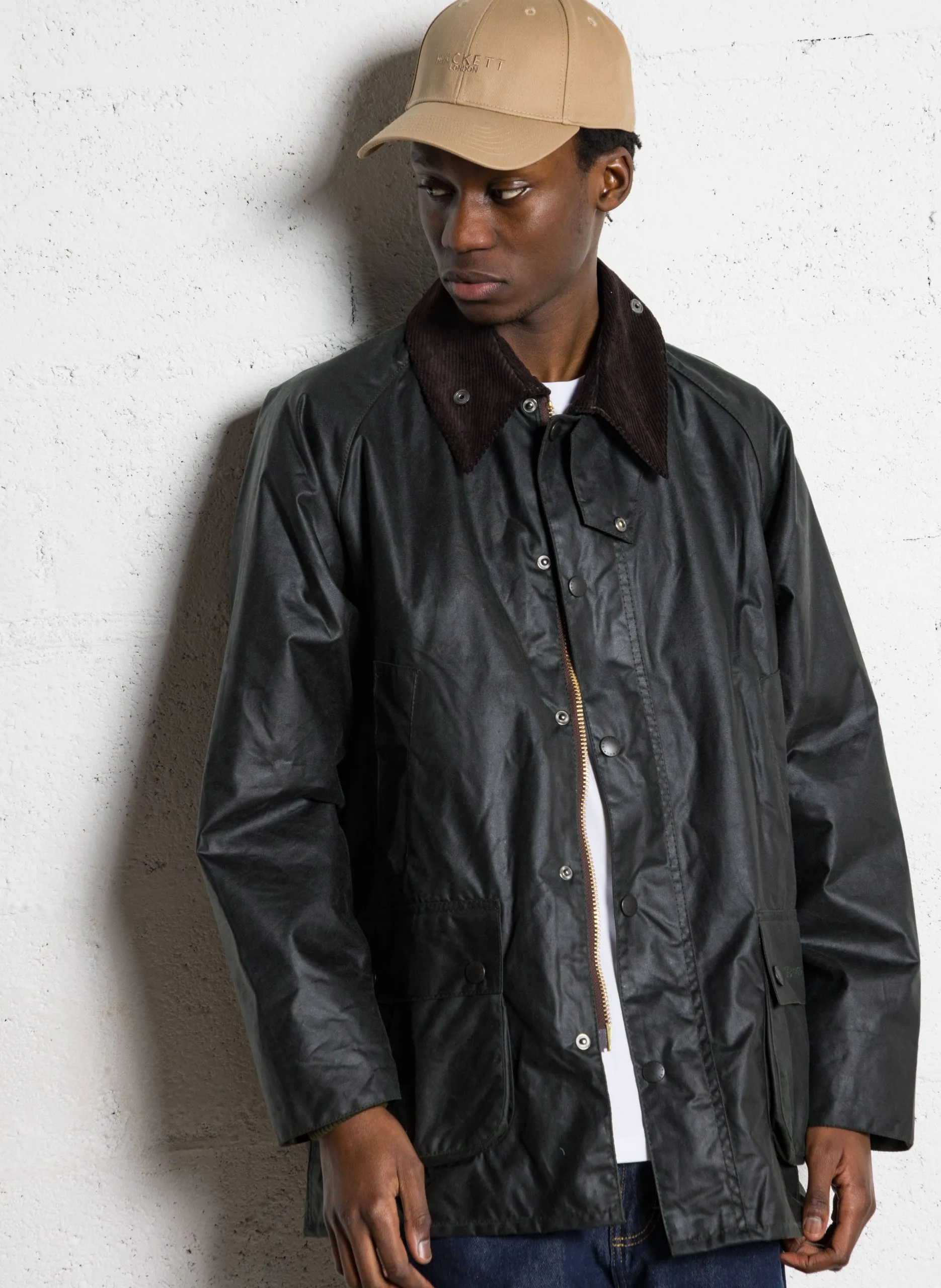 Gerade Wachsjacke aus Baumwolle mit Taschen Grun BEDALE