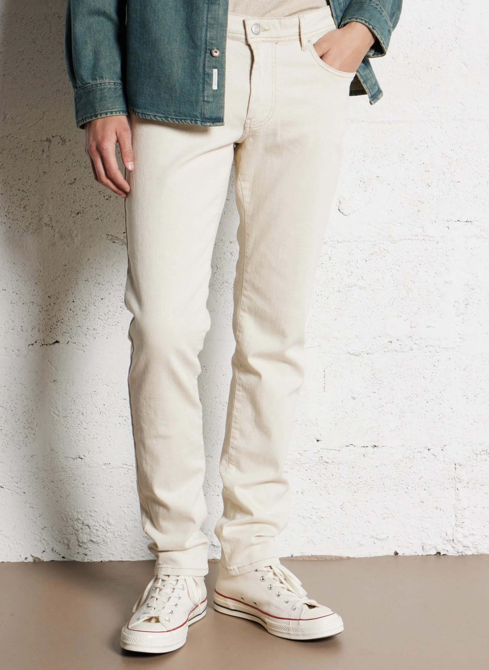 High Waist Slim Fit Jeans Beige