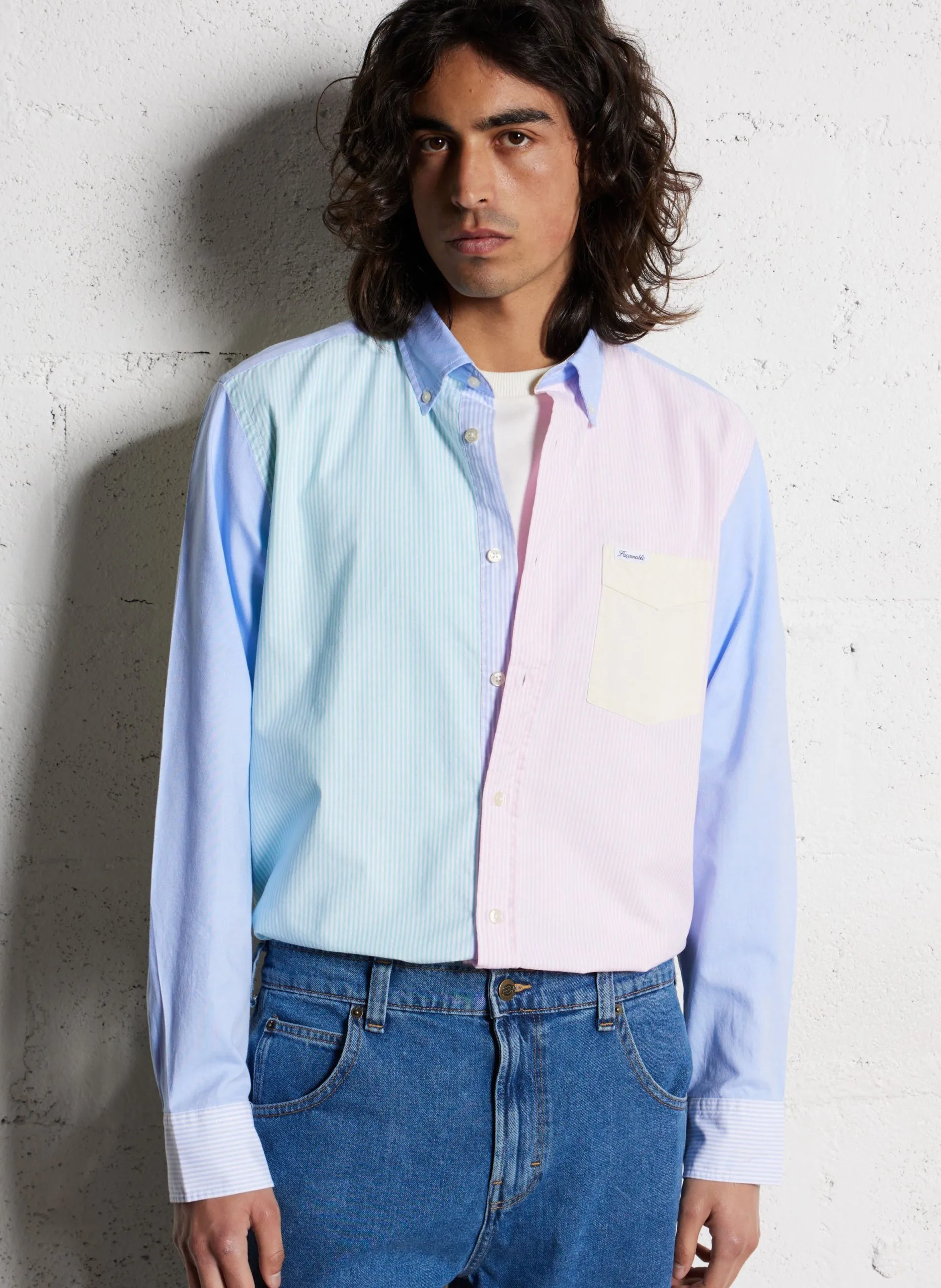 Baumwollhemd mit klassischem Kragen Grun