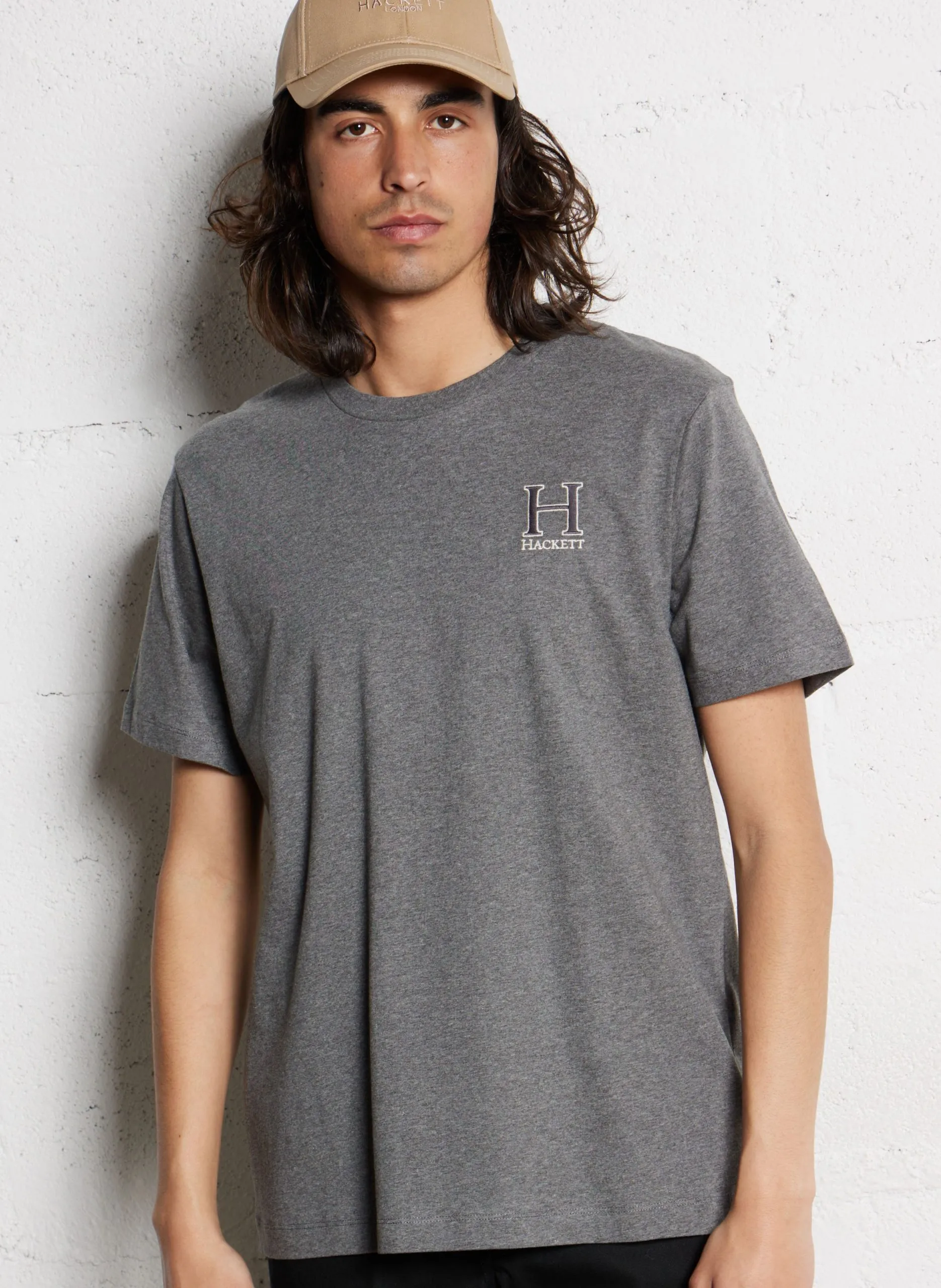 T-Shirt mit Stickerei aus Baumwolle Grau