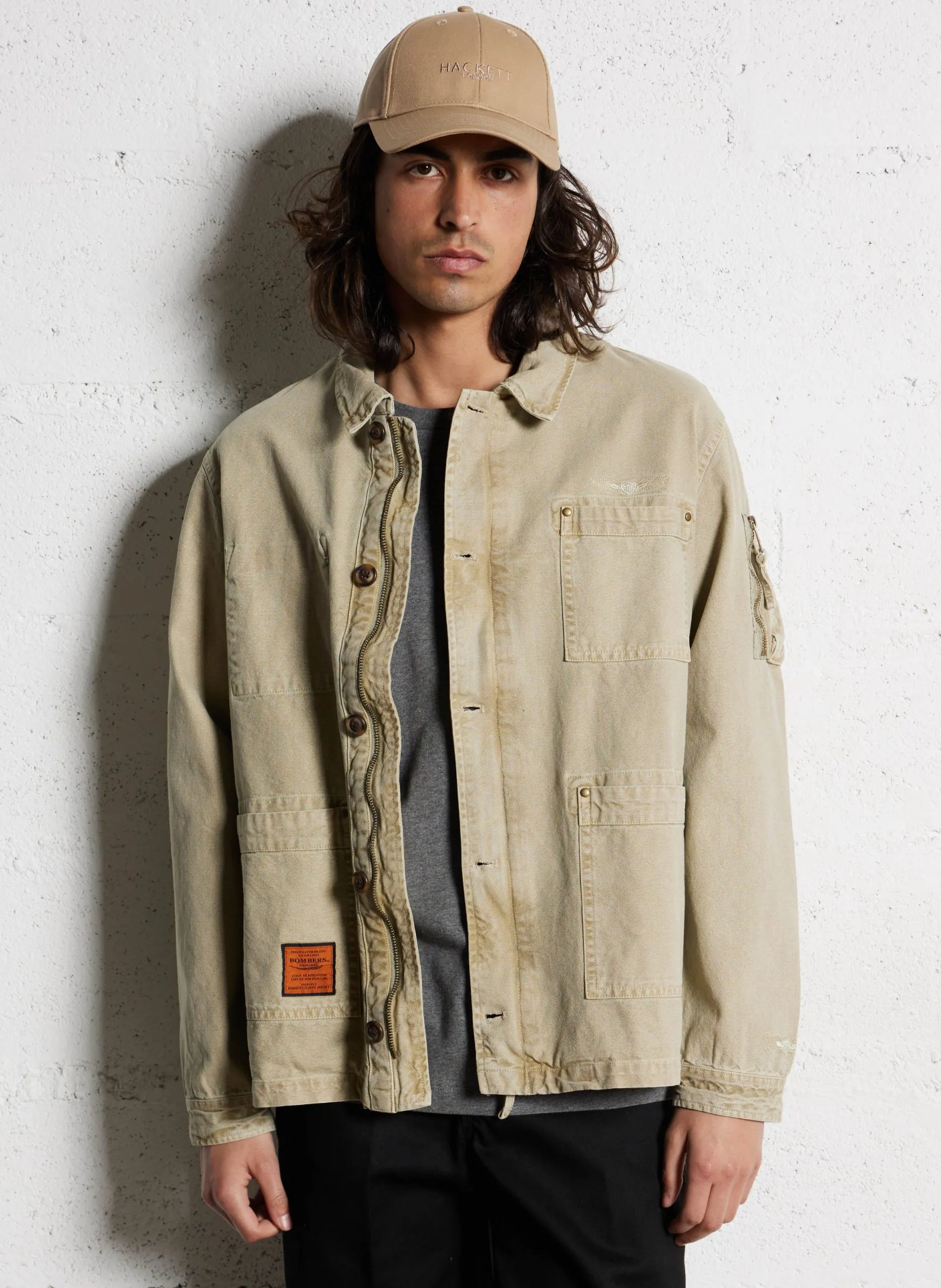 Gerade geschnittene Hemdjacke aus Baumwolle Beige DAVIS