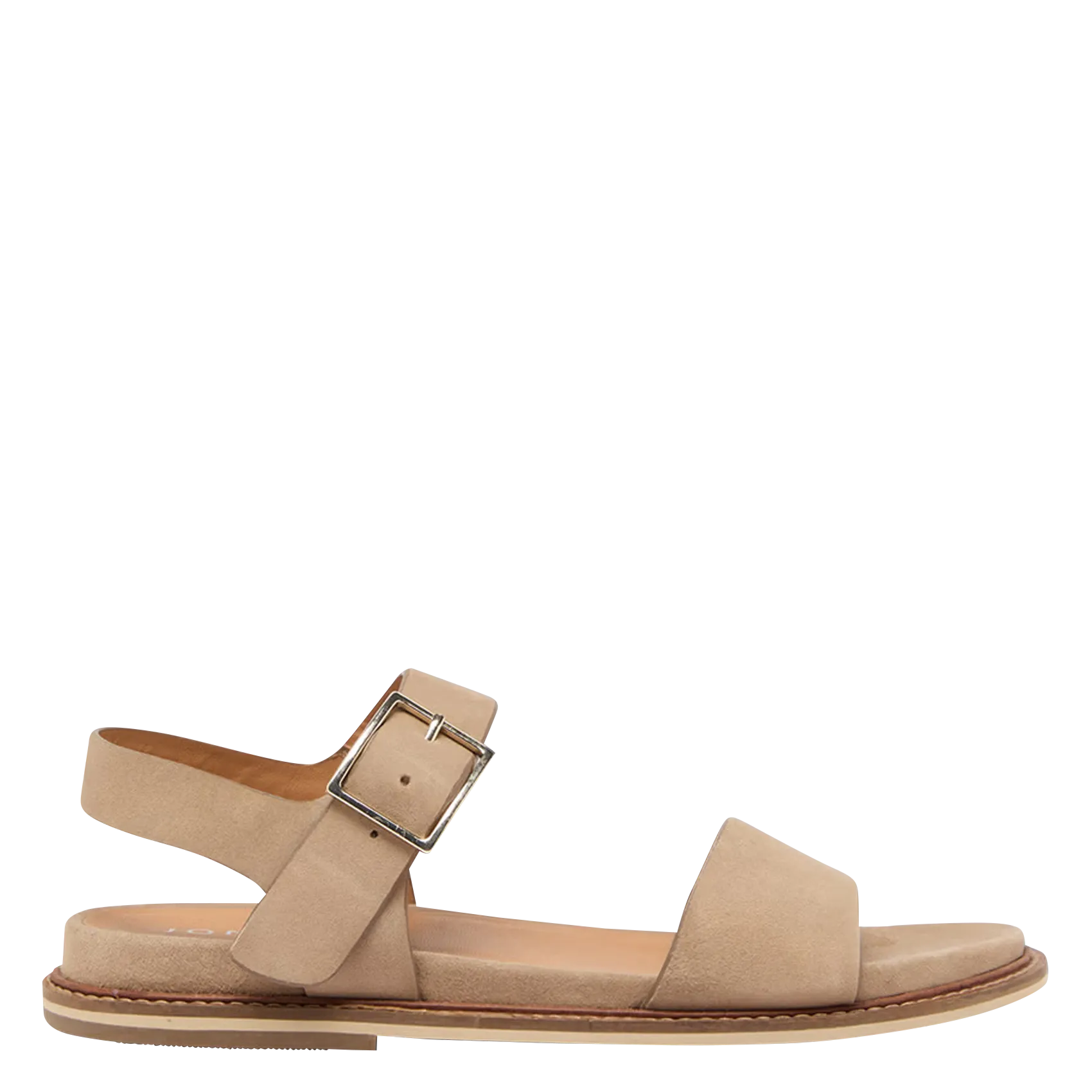 Flache Veloursleder-Sandalen Beige ACCO