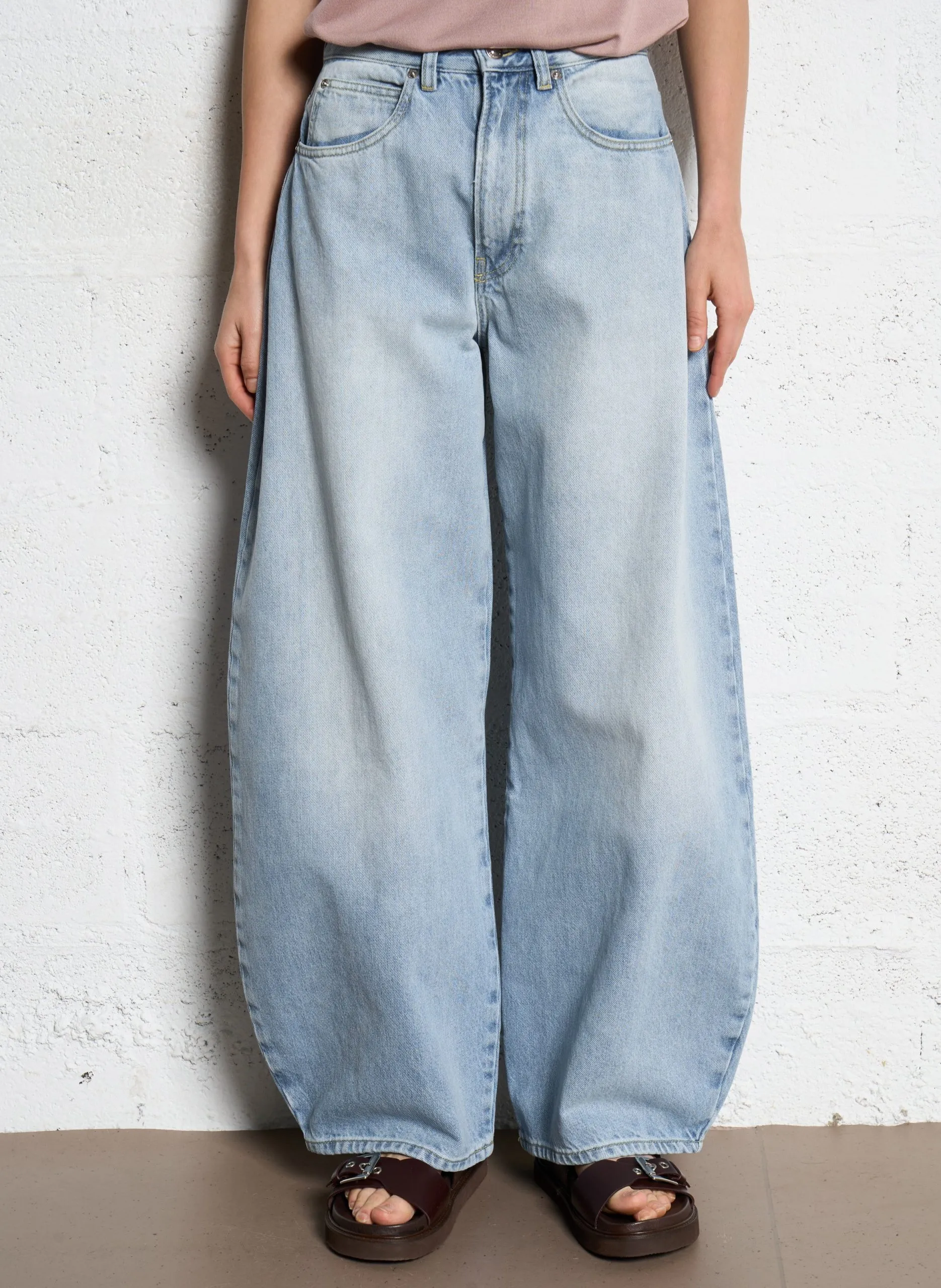 Weite Baumwollhose uni Blau MEXICO