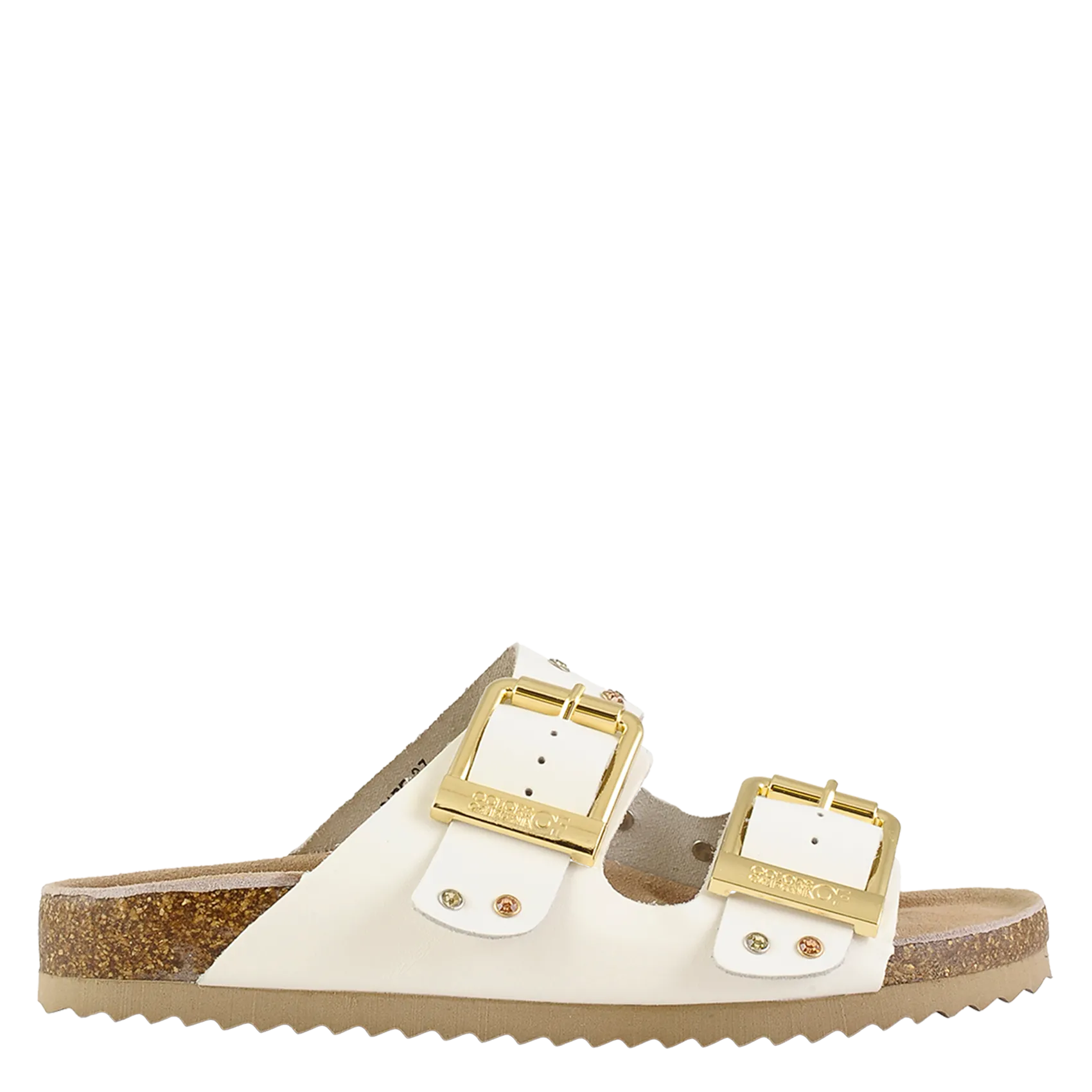 Avarca Berlin - Flache Ledersandalen mit Samt Weiss