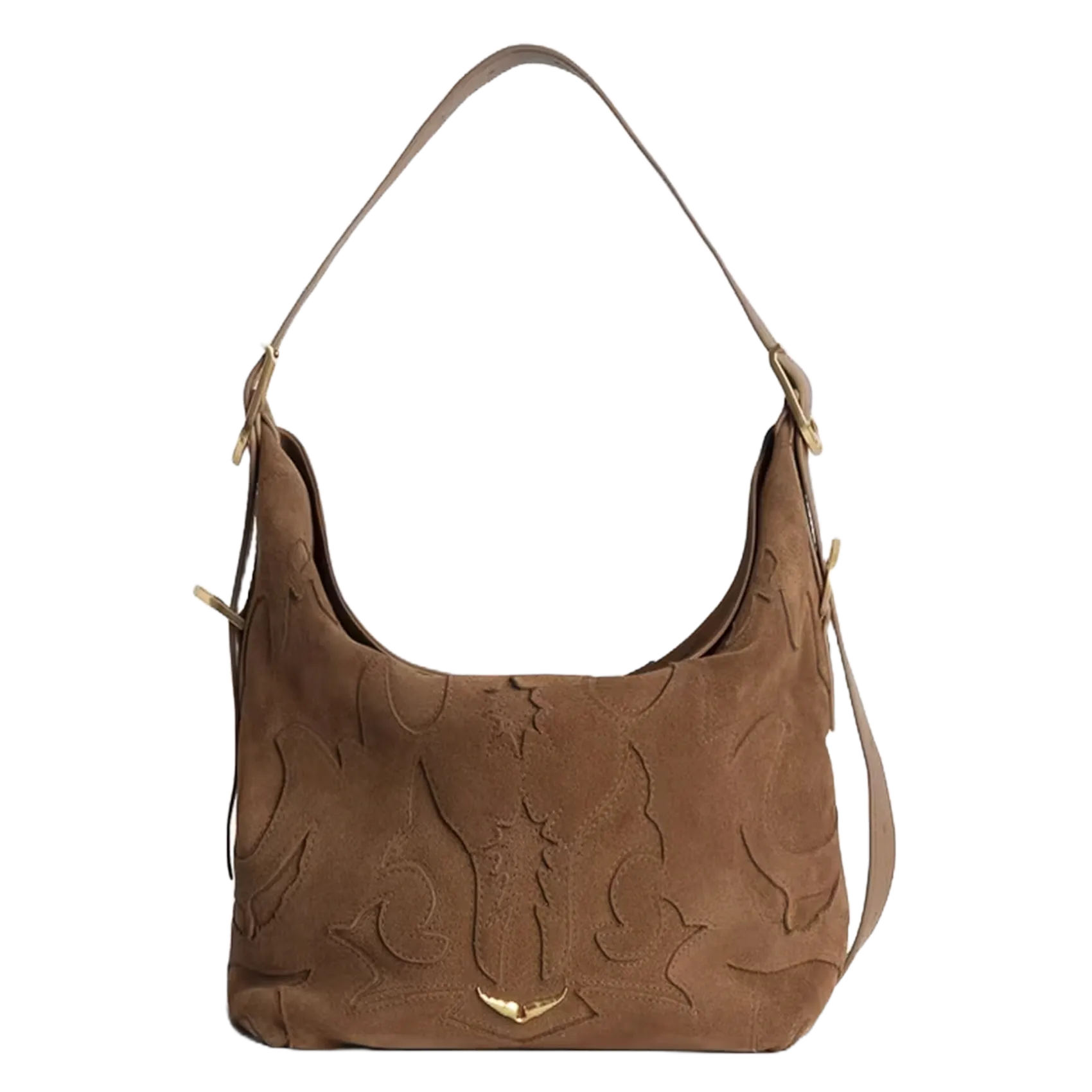 Schultertasche aus Wildleder Braun JANE