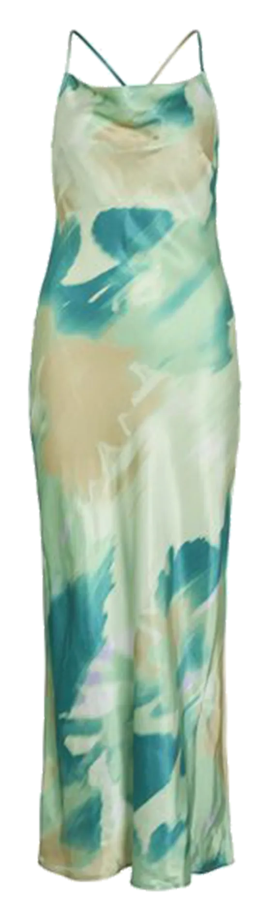 Bedrucktes Maxikleid aus 100% Viskose Grun