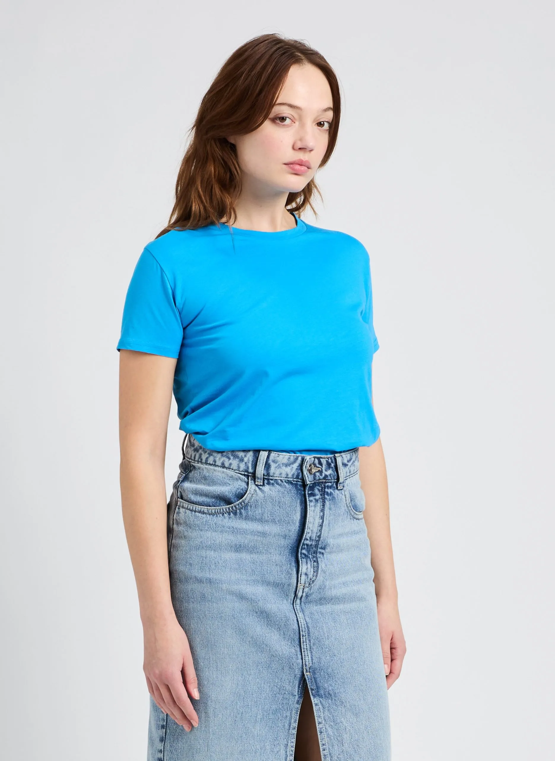 Baumwoll-Pullover mit Rundhalsausschnitt Blau EQLA