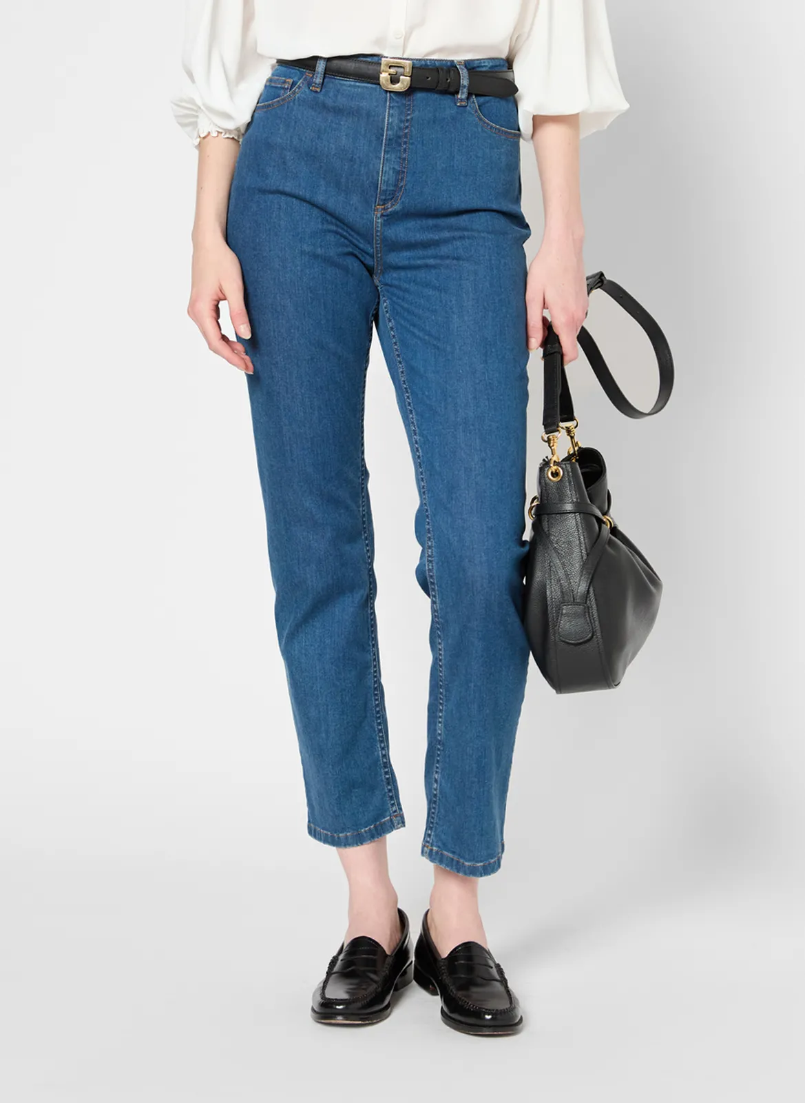 High Waist Slim Fit Jeans Blau LEONILDE