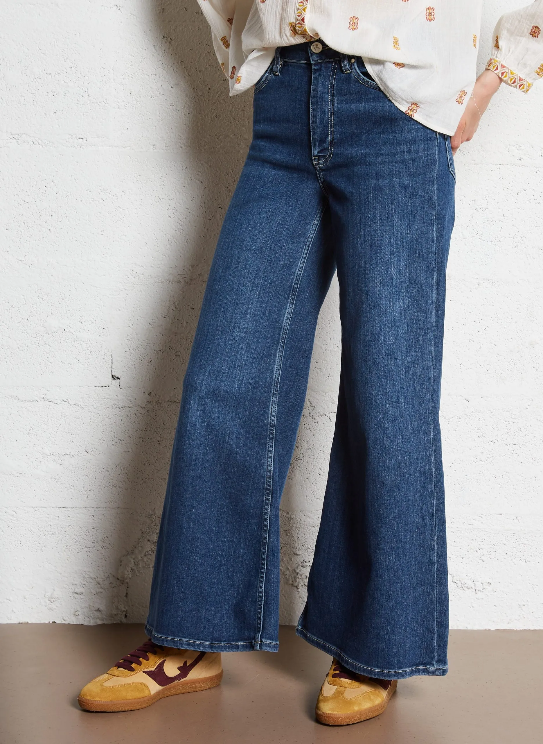Palazzo-Hose aus Baumwollmischung Jeans ohne Waschung PIXIE