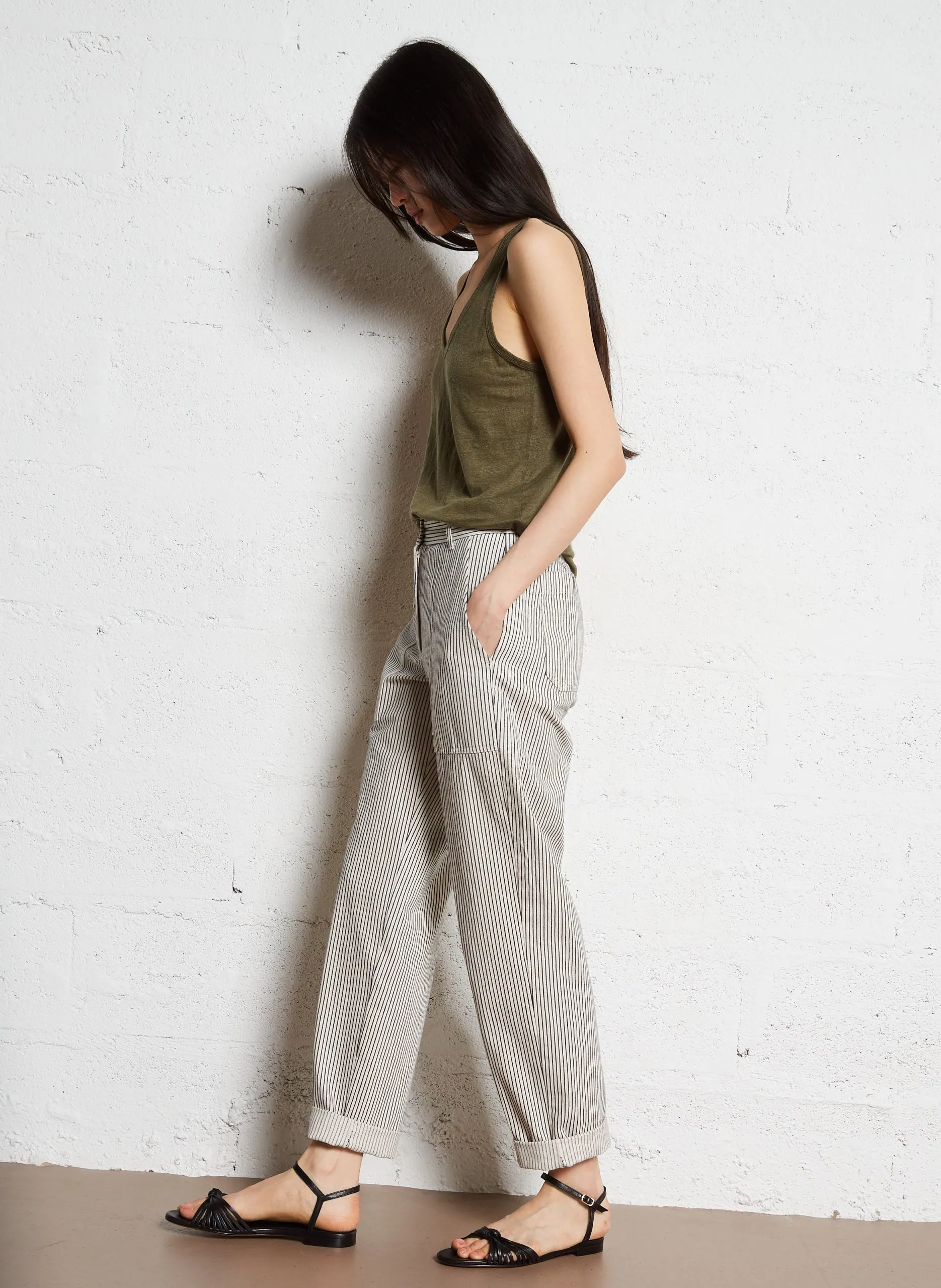 Gerade geschnittene Hose mit Streifen Beige PASTORA